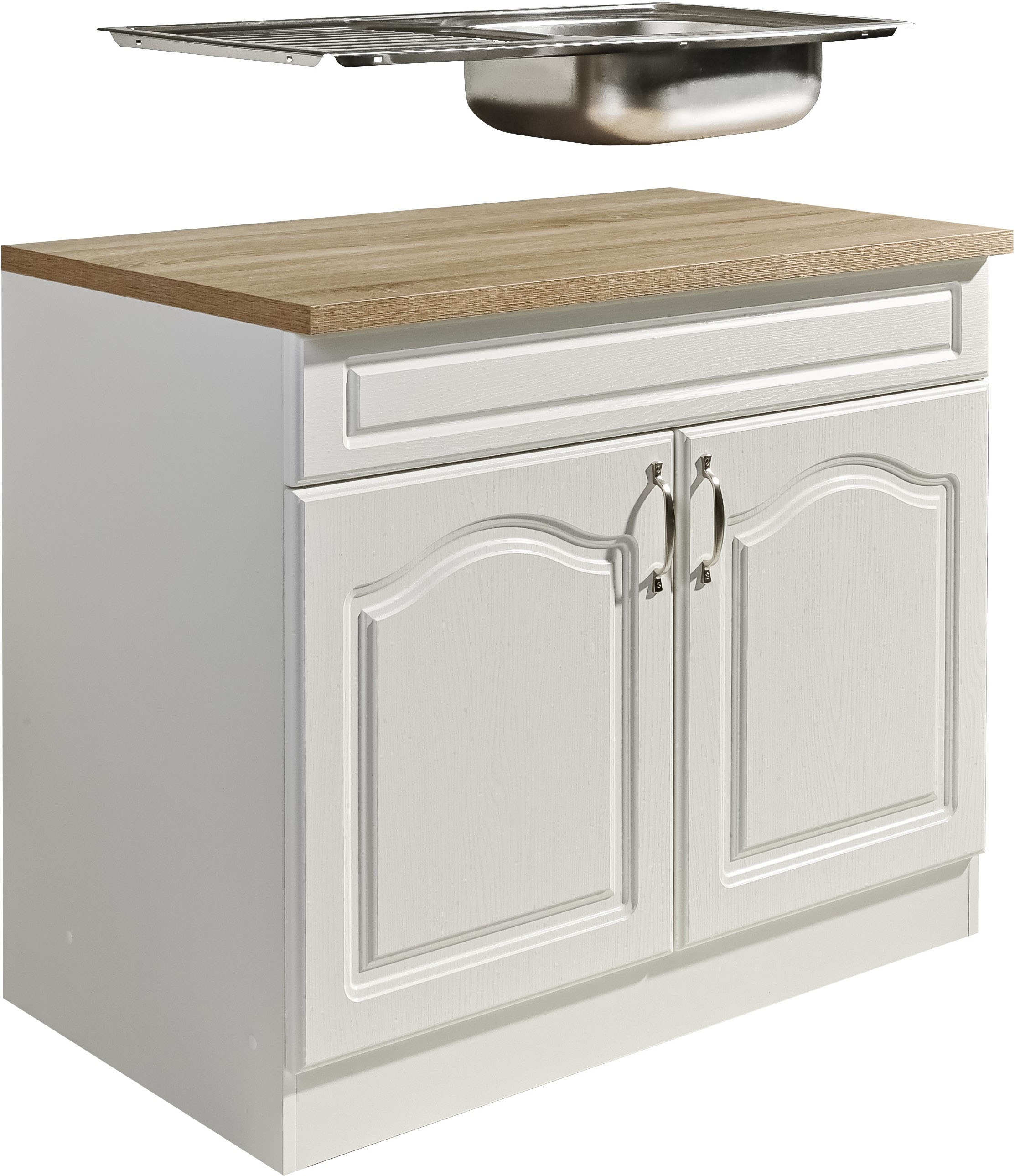 wiho Küchen Meuble évier »Linz« 100 cm breit, in Landhaus-Optik