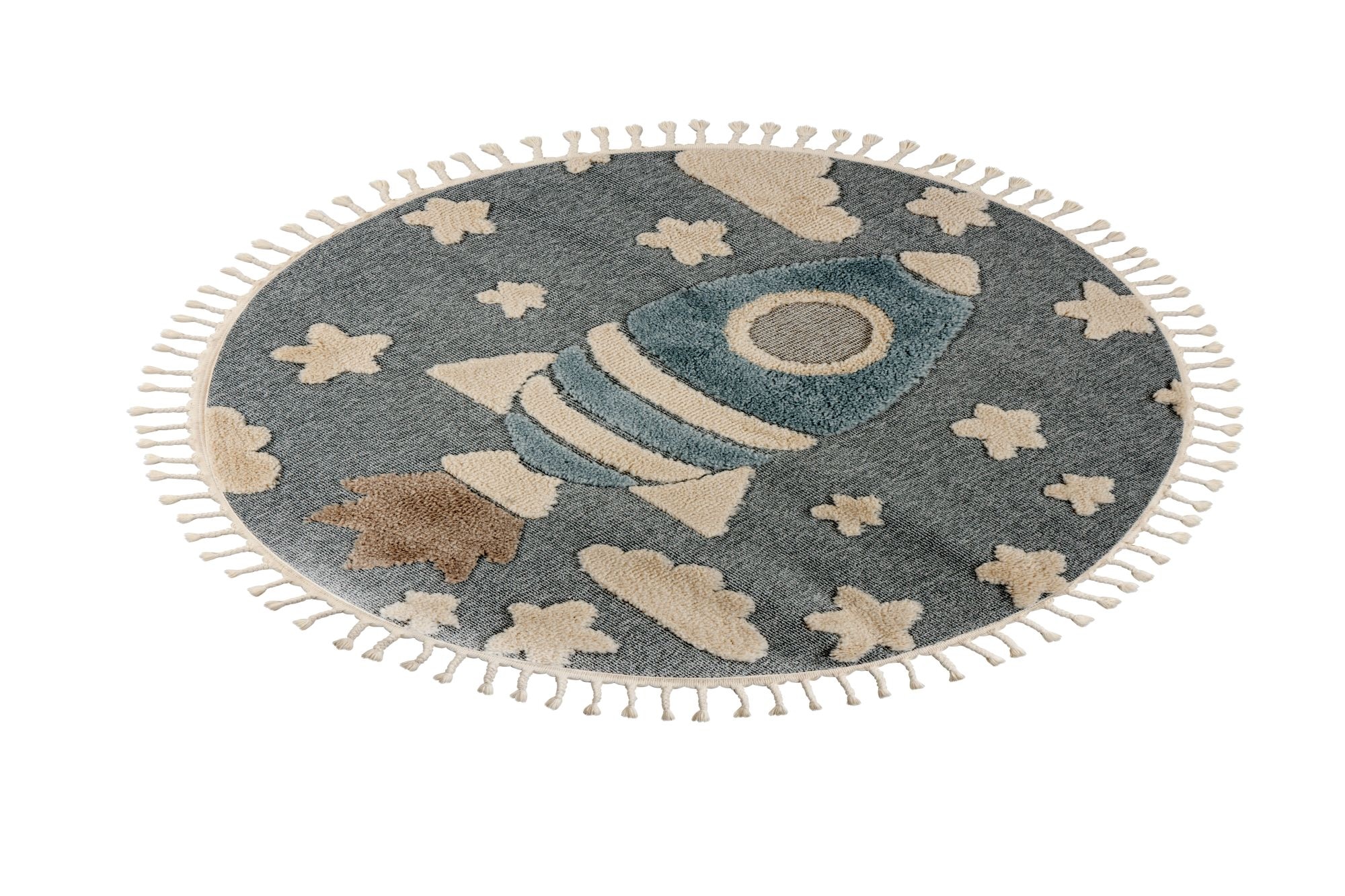 Kayoom Tapis pour enfants »Modena 416« Rectangulaire 11 mm Höhe auch in rund, Kurzflor, Hoch Tief, mit Fransen