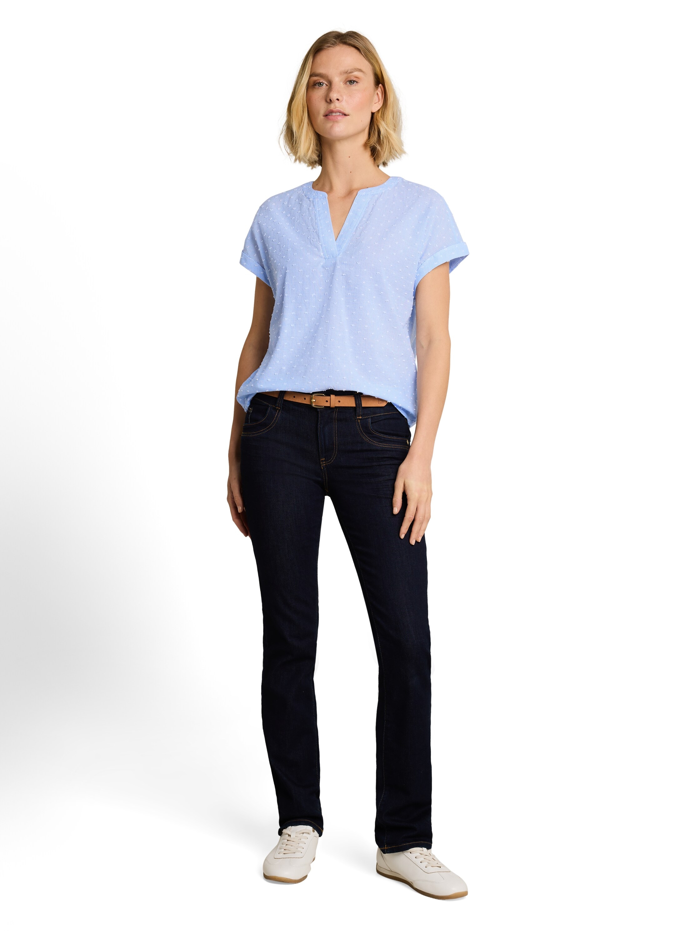 TOM TAILOR Blouse à pression Tunique d'été avec fines rayures et pois