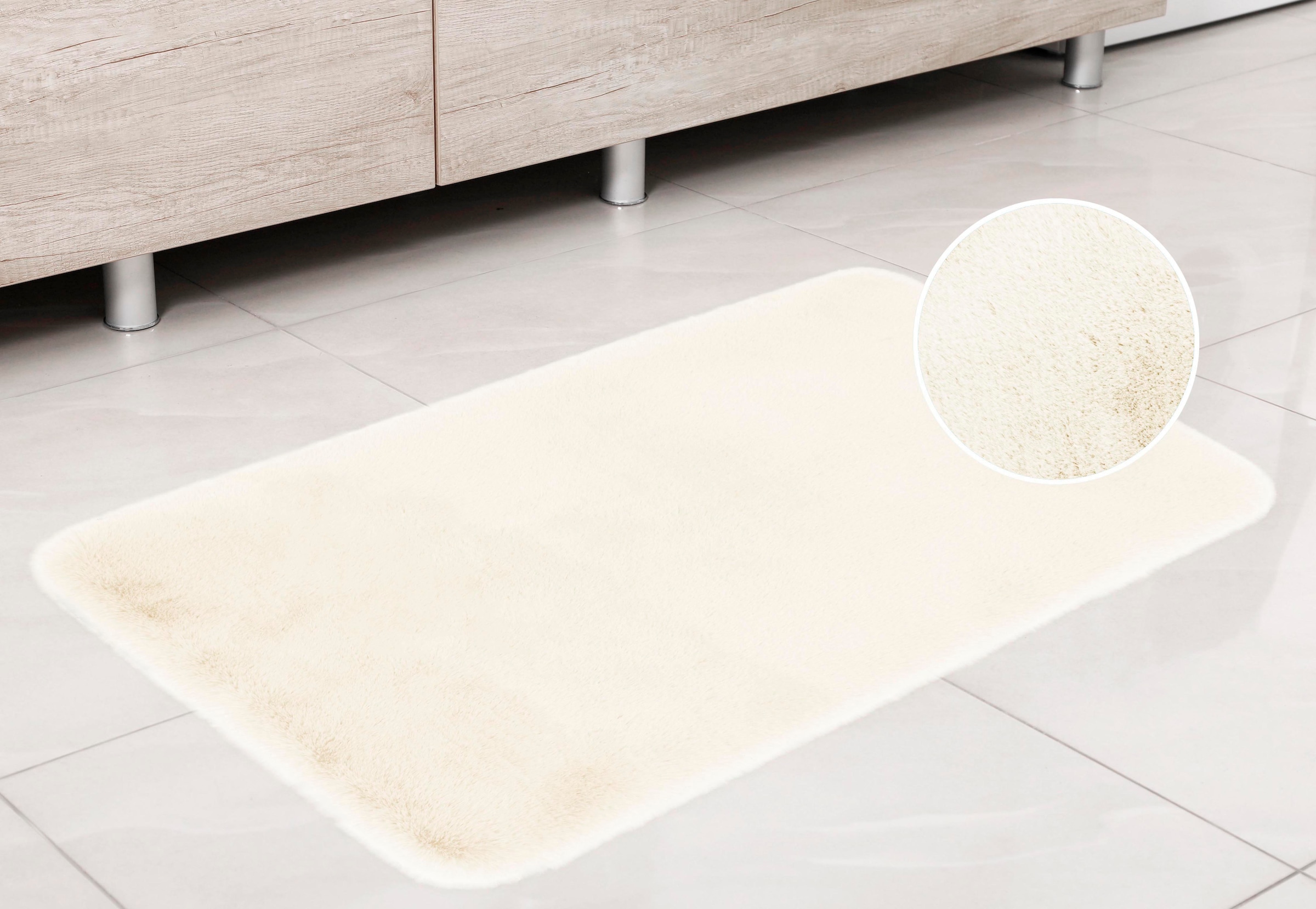 GOODproduct Tapis de bain »Rabbit Badematten, Badvorleger, Badezimmer Teppich« Höhe 30 mm Kaninchenfell-Haptik, Badteppich, rechteckig, rund & als 3-tlg. Set