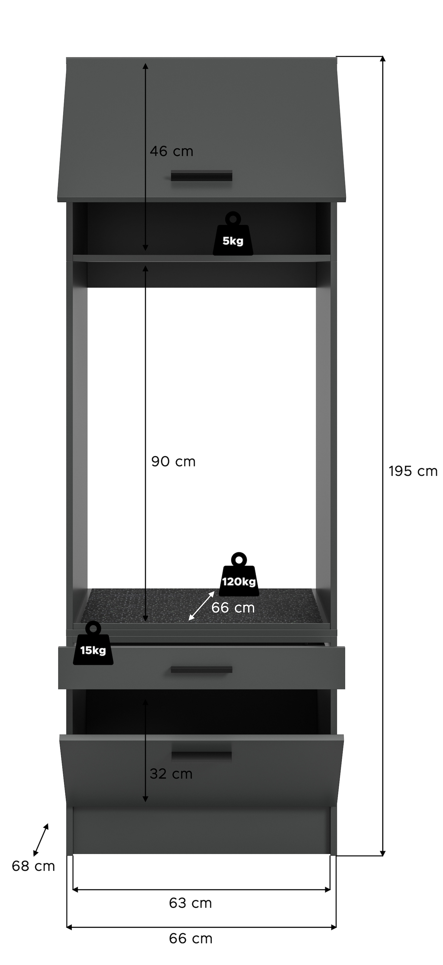 welltime Armoire pour machine à laver »FALAS,  Höhe 195 cm, 2 Klappen, 1 Auszug, viel Stauraum« disponible en différentes couleurs, pour machine à laver et sèche-linge, 