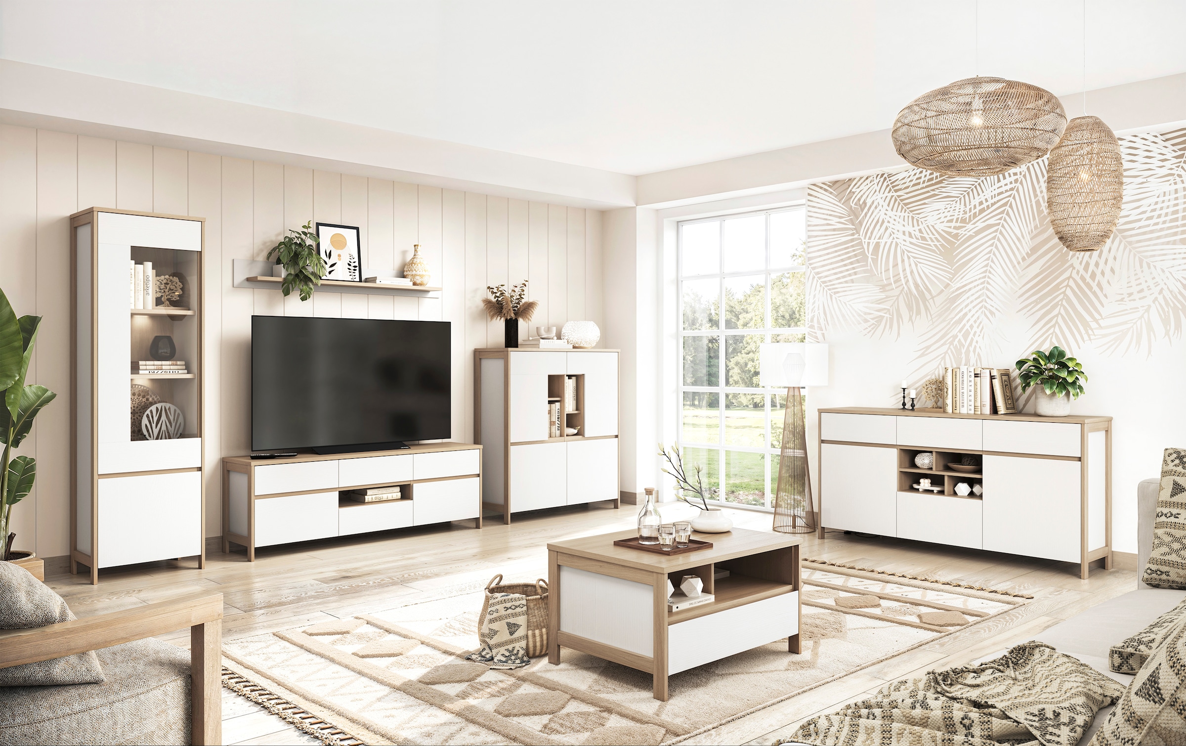 Home affaire Meuble mural »Stranda, moderne Anbauwand, Komplettset im Scandi-Style« 4 cuis tlg.