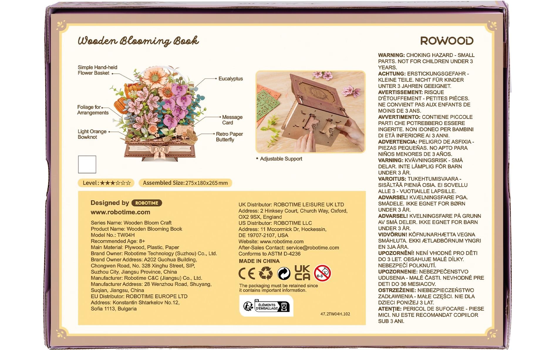   Kit de modèles réduits »Rolife Wooden Blooming Book 3D-Holzpuzzle Diorama 522 Teile« 522 cuis tlg.
