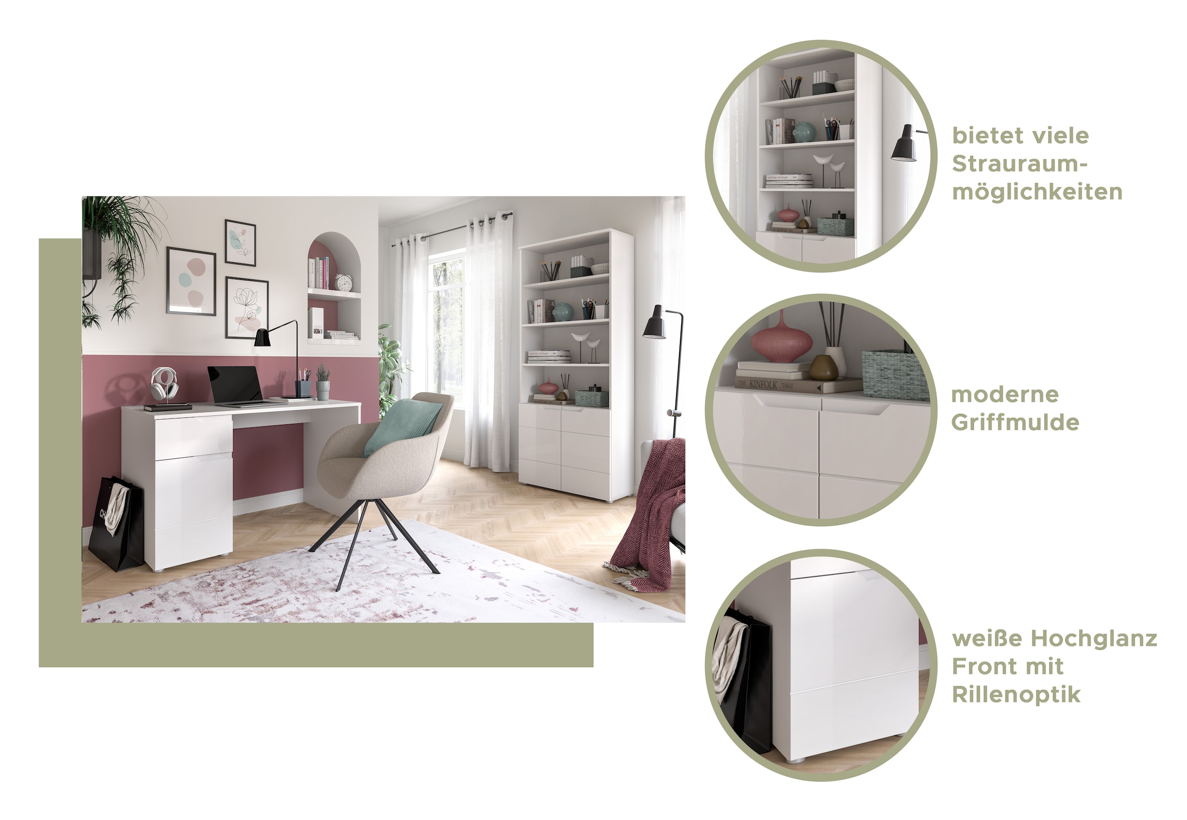 INOSIGN Armoire de classement »CAPRI, 2 Türen inkl. eingefasster Griffmulde, 5 Einlegeböden« Mehrzweckschrank, Aktenregal, Regal, Stauraumregal, Universalschrank