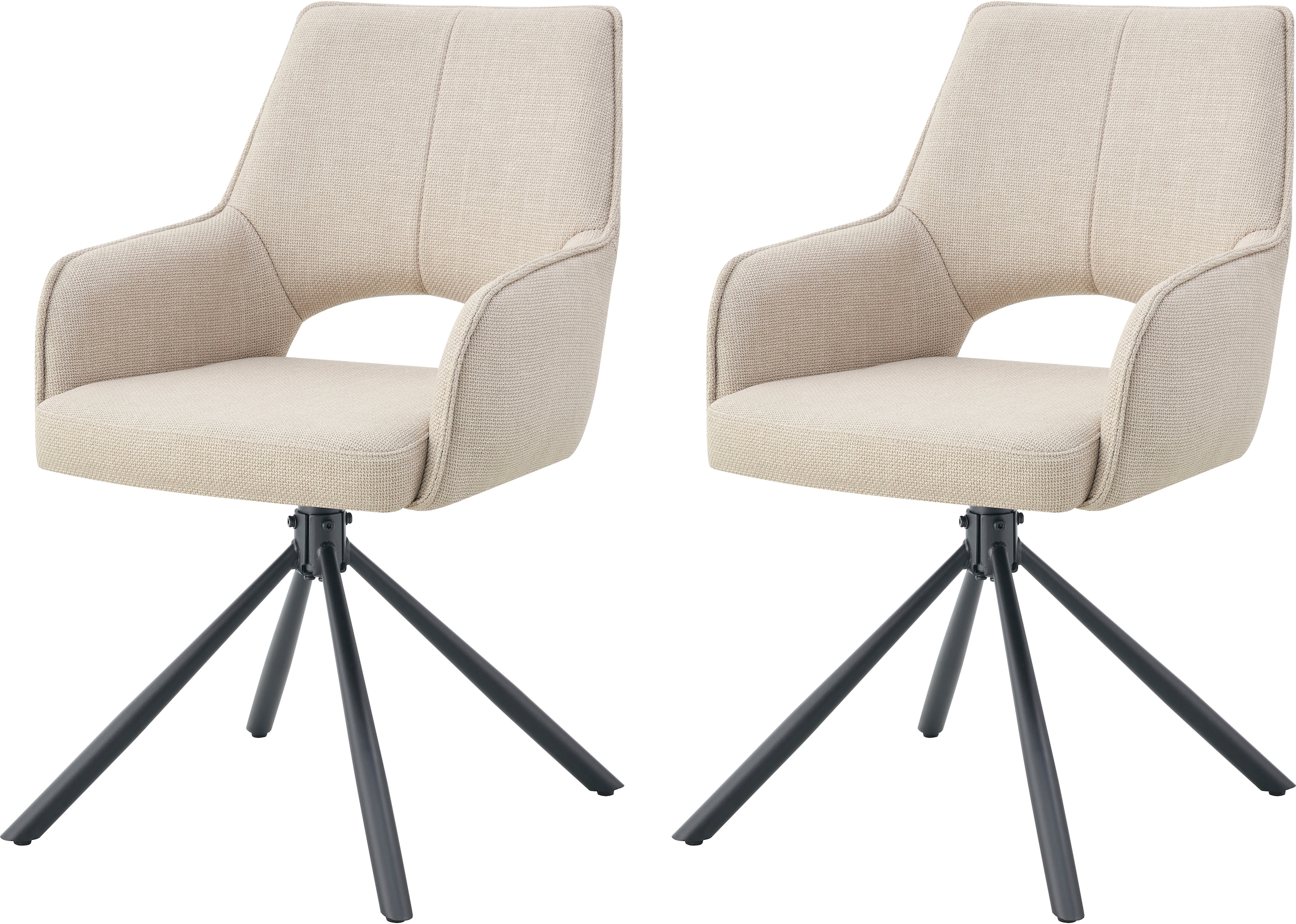 Home affaire Chaise pivotante »BELLEVILLE, 2er Set, mit Metallgestell in matt schwarz« (Ensemble) 2 cuisin verschiedenen Farben, Belsatbarkeit pro Stuhl 120 kg, 360° drehbar