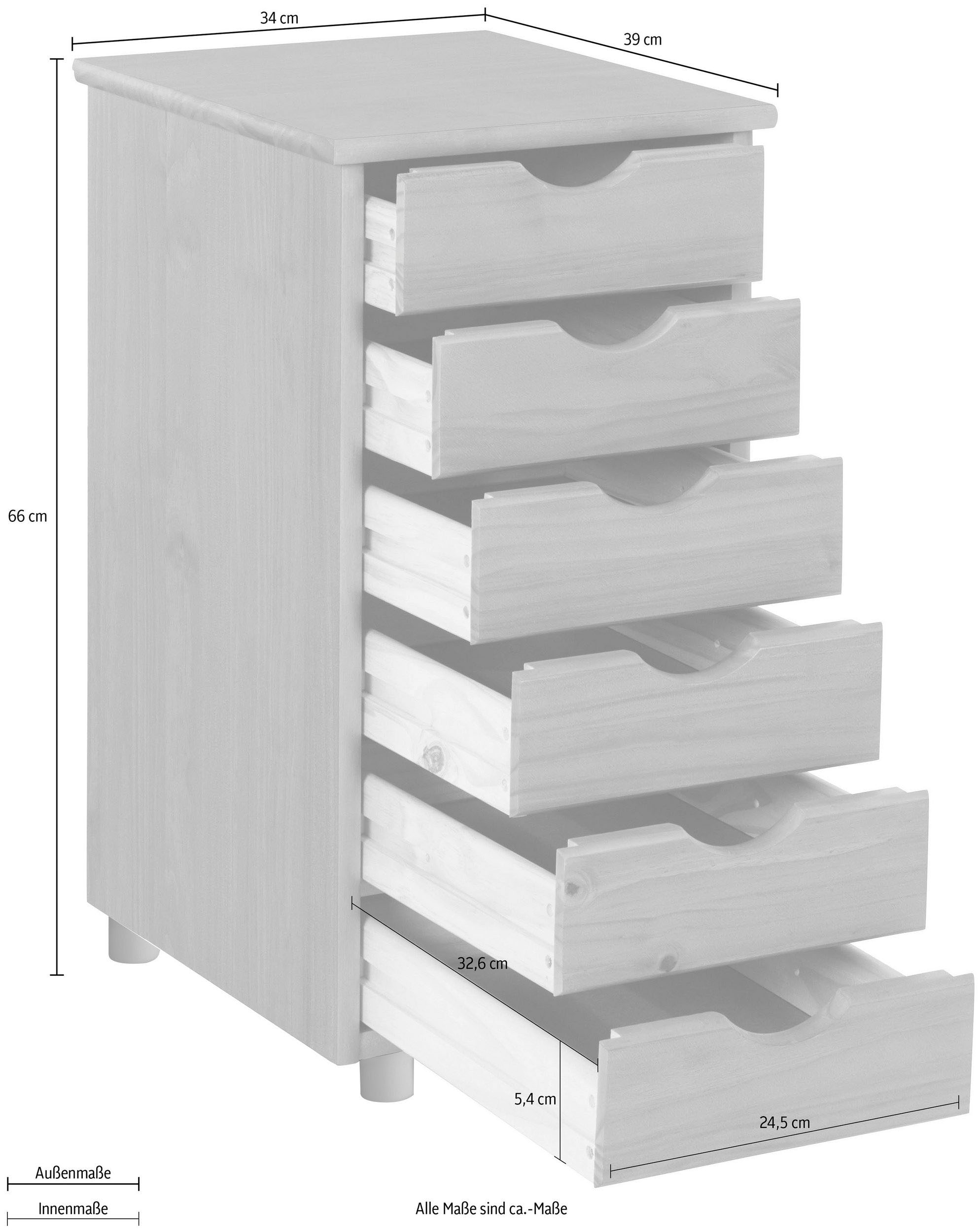 GOODproduct Commode »Gava« aus massivem Kiefernholz, mit Stauraummöglichkeiten, Breite 39 cm