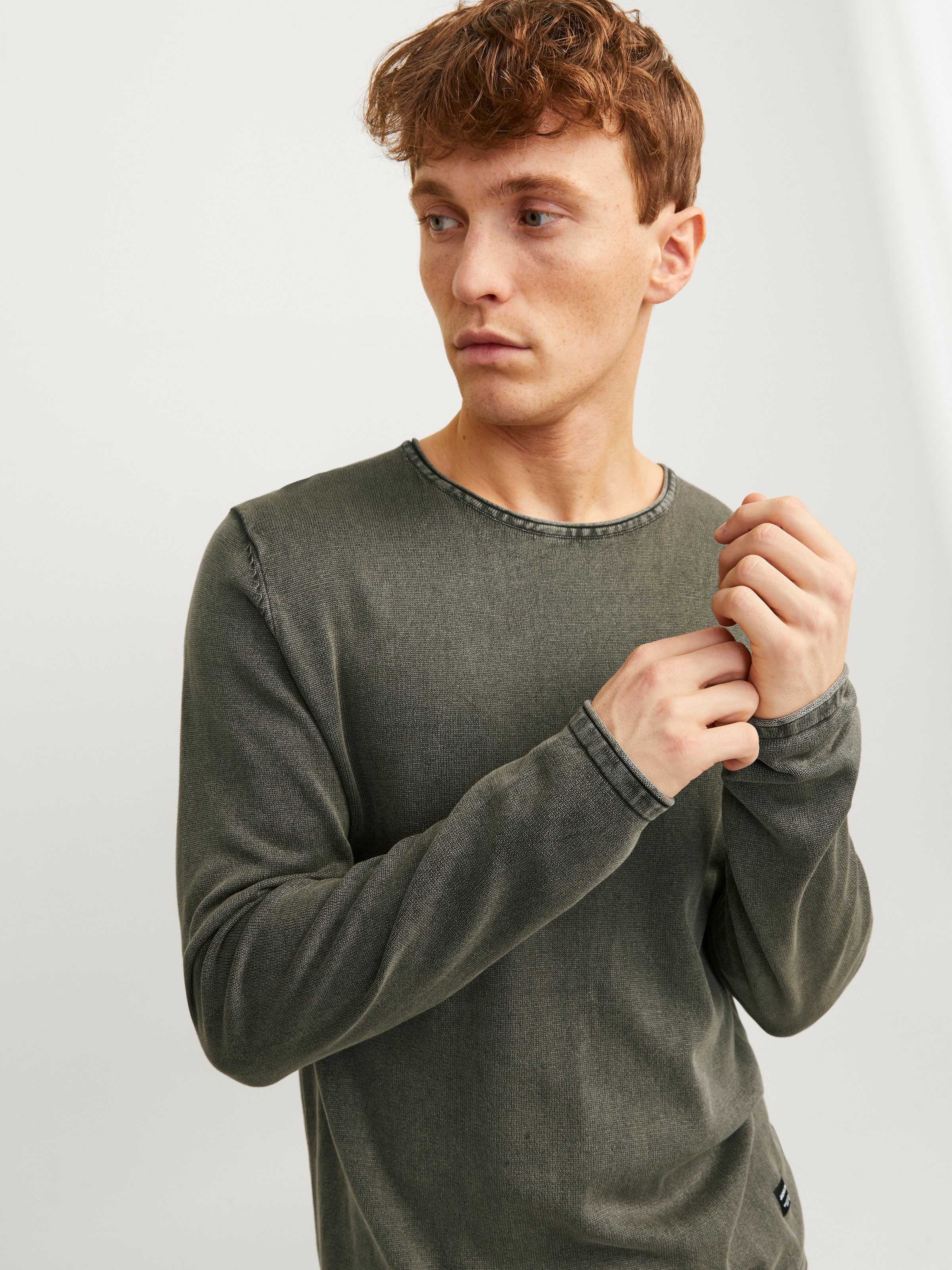 Jack & Jones Pull à col rond »JJELEO KNIT CREW NECK NOOS« Baumwolle, regular fit