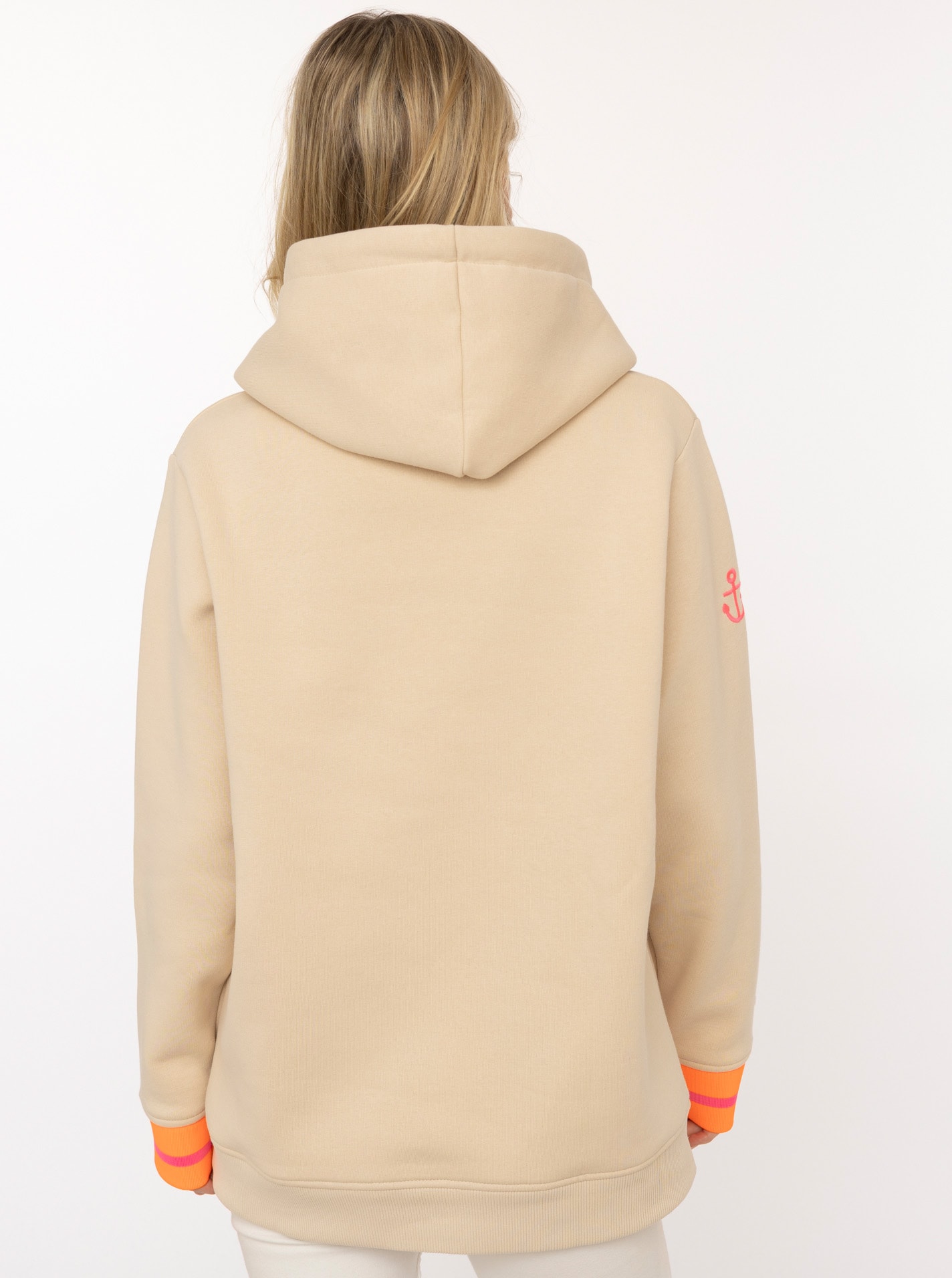 Zwillingsherz Hoodie , manches longues, capuche, détails néon, cordon de serrage, imprimé devant, poche kangourou
