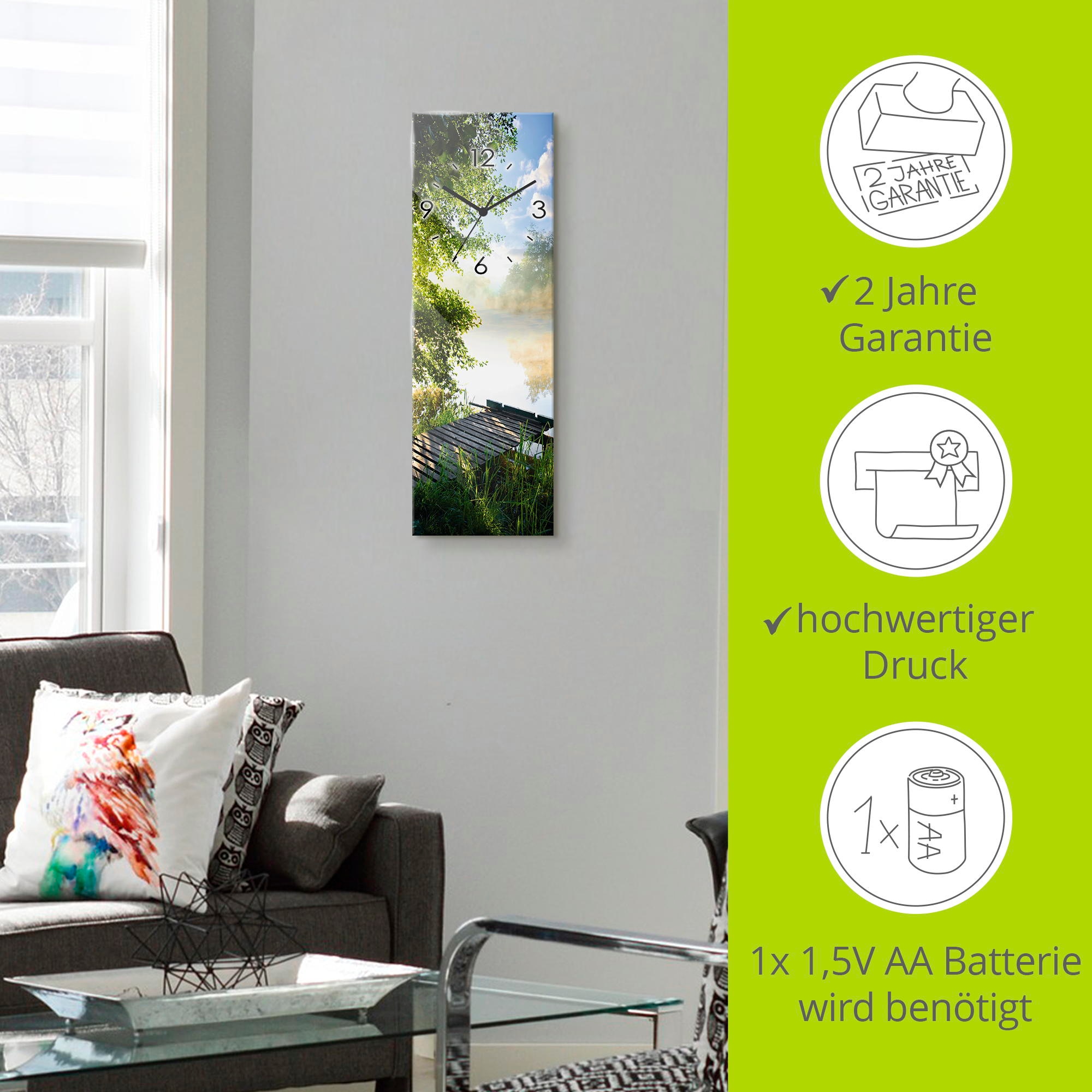 Artland Wanduhr »Angelsteg am Morgen« wahlweise mit  Quarz- oder Funkuhrwerk, lautlos ohne Tickgeräusche