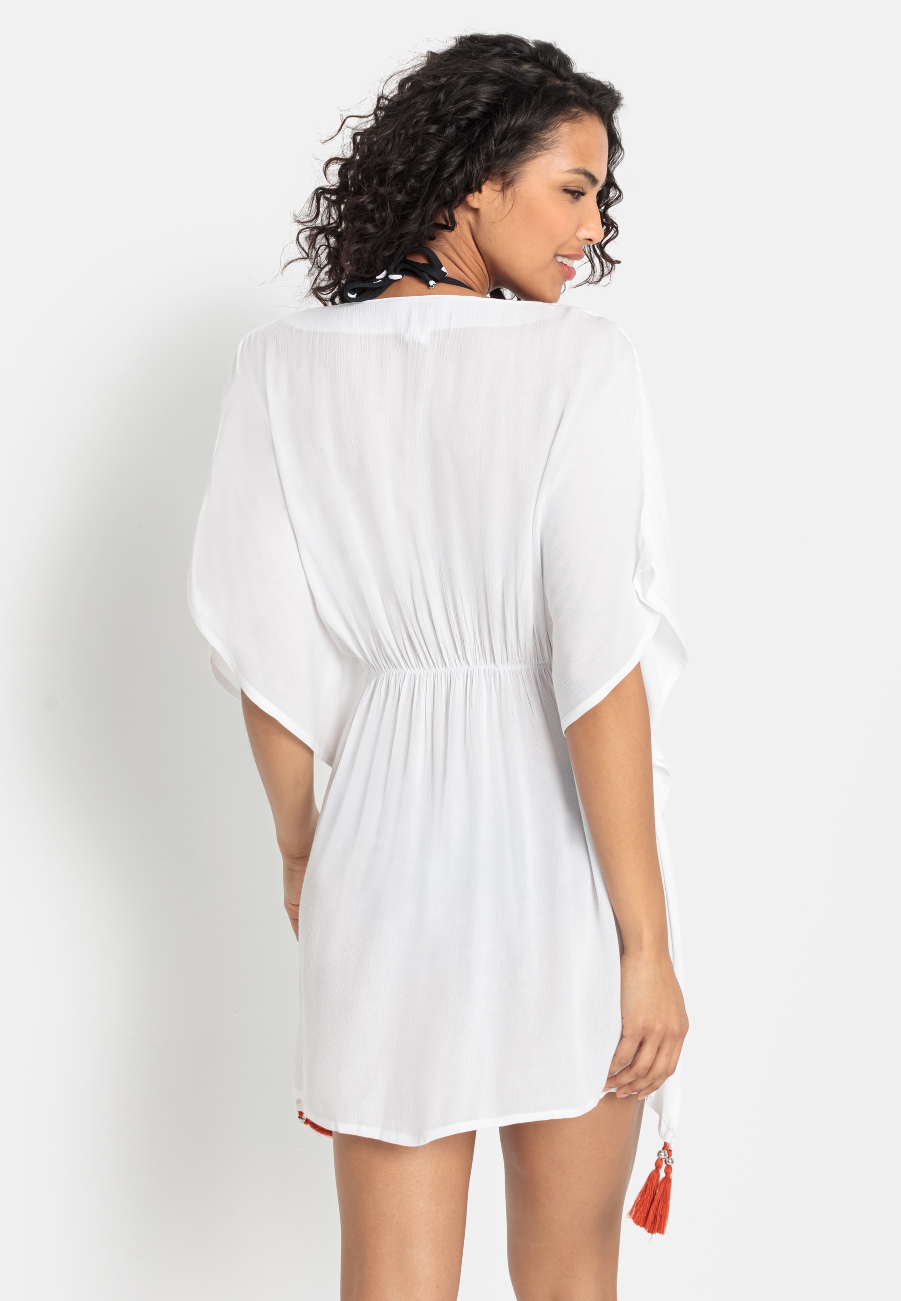 LASCANA Tunika aus gekreppter Viskose, Blusenkleid, Strandmode, transparent