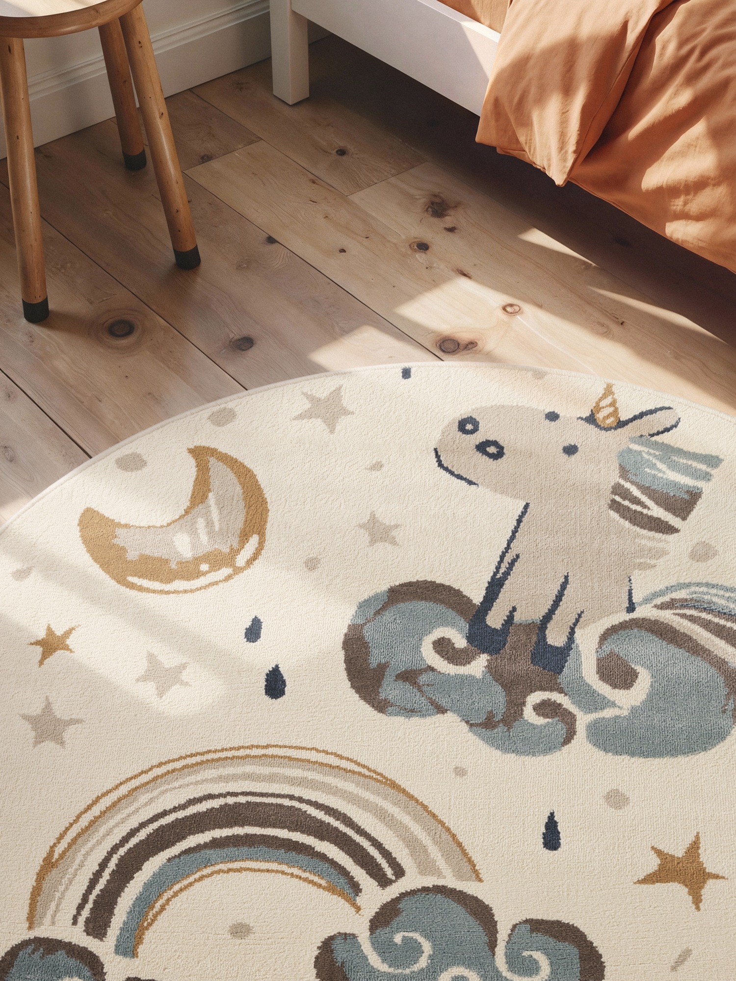 HANSE Home Tapis pour enfants »Einhorn« Rond 10 mm Höhe Pflegeleicht, Weich, Kinderzimmer, Spielteppich, Spielunterlage