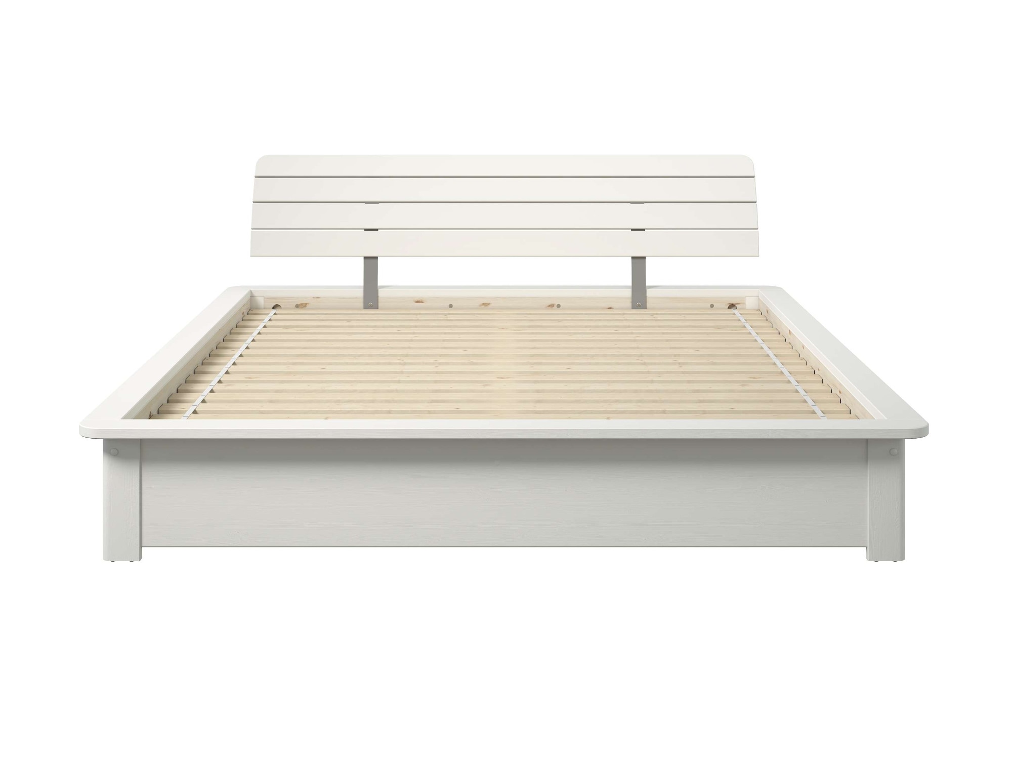 GOODproduct Lit en bois massif »Antri, Futonbett, ergonomisch geformtes Kopfteil, stilvolles Design« Rahmen zur Ablage von Smartphone, mit Lattenrost, Bettkasten optional