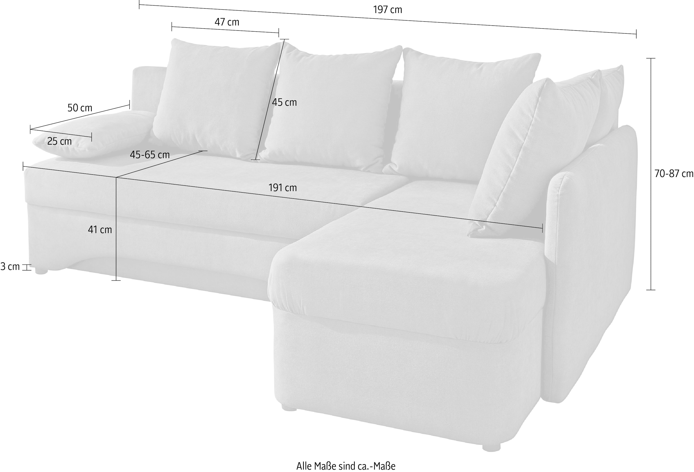 Jockenhöfer Gruppe Ecksofa »Nivaris L-Form, B: 197 cm« mit Schlaffunktion & Bettkasten, Unser Dauertiefpreis