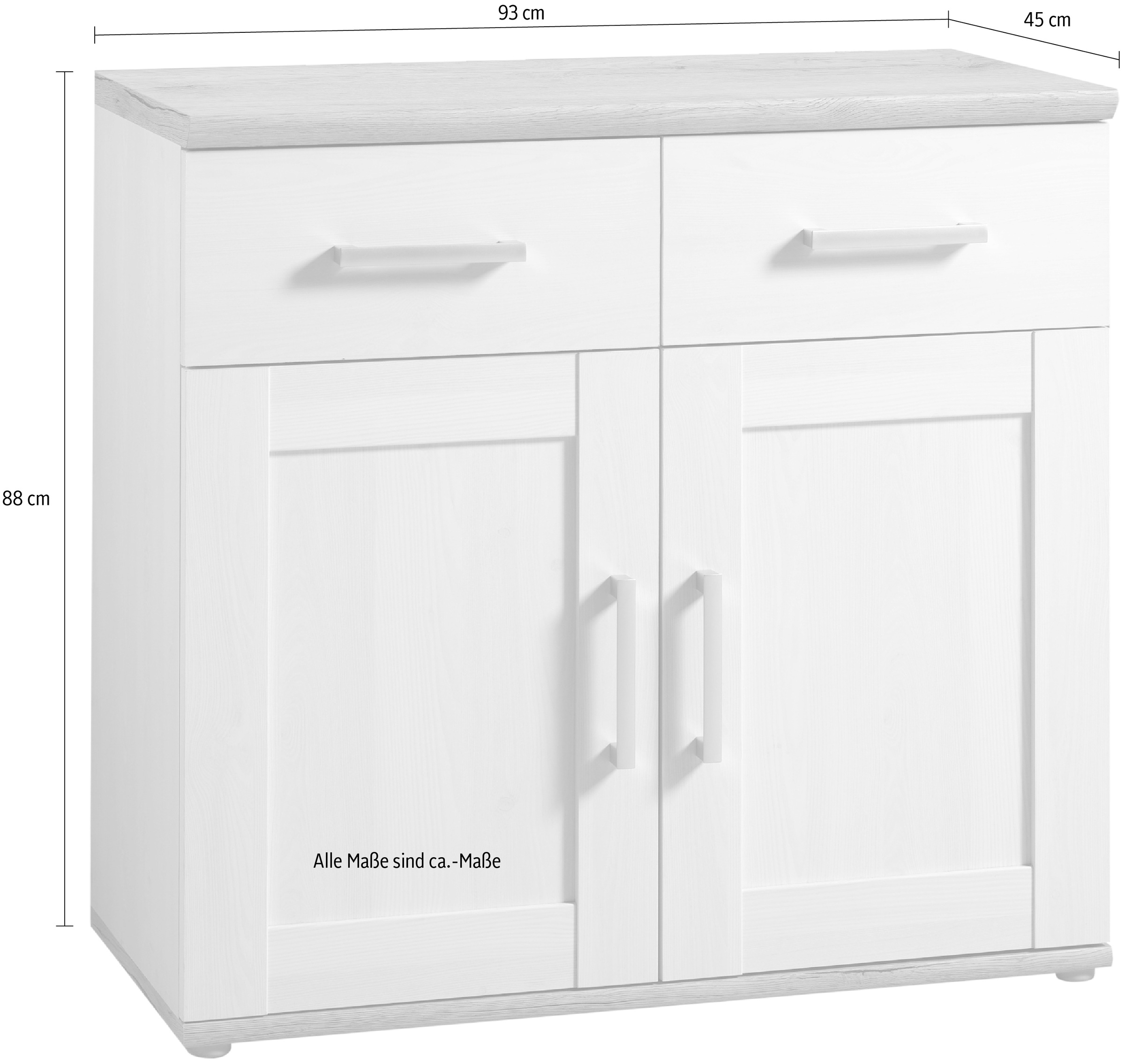 HBZ Kommode »Romance im Landhaustil, BxHxT 93x88x45 cm« Schrank mit 2 Türen, 2 Schubkästen und 2 Einlegeböden