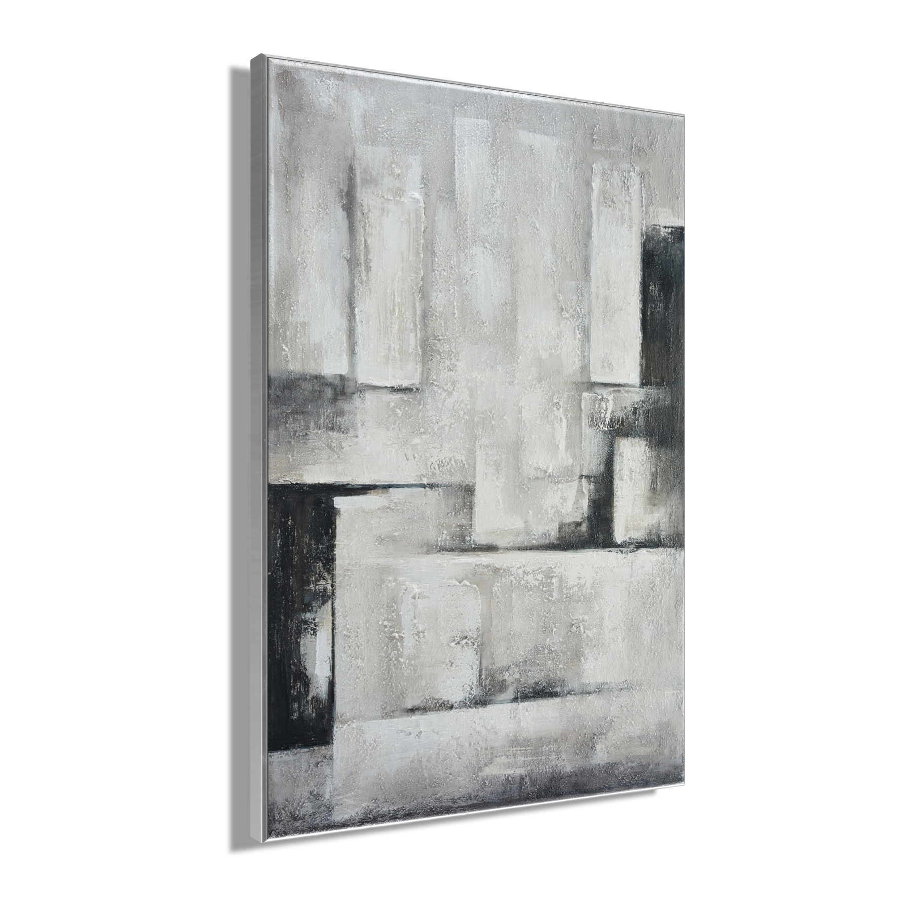 Bönninghoff Peinture à l'huile »handarbeit gerahmt ABSTRAKT 78x118 cm – Wandbild Deko grau« Abstrait | Formes | Sans objet 1 cuis tlg. fabriqué à la main, chaque image est unique, cadre à joint creux