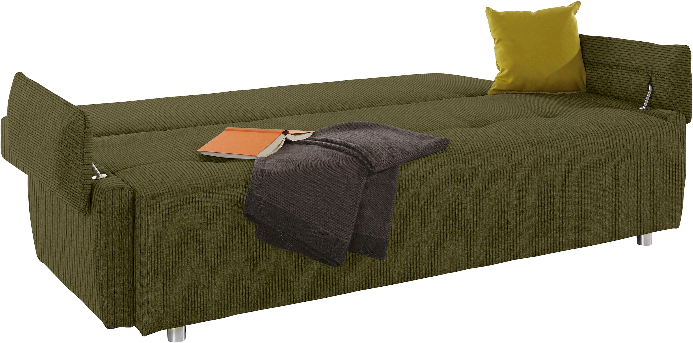 COLLECTION AB Canapé-lit »Funtastic, B: 212 cm, Liegel. 145x187 cm« Bettfunktion, Bettkasten, Armteilverstellung & 1 Zierkissen, Federkern