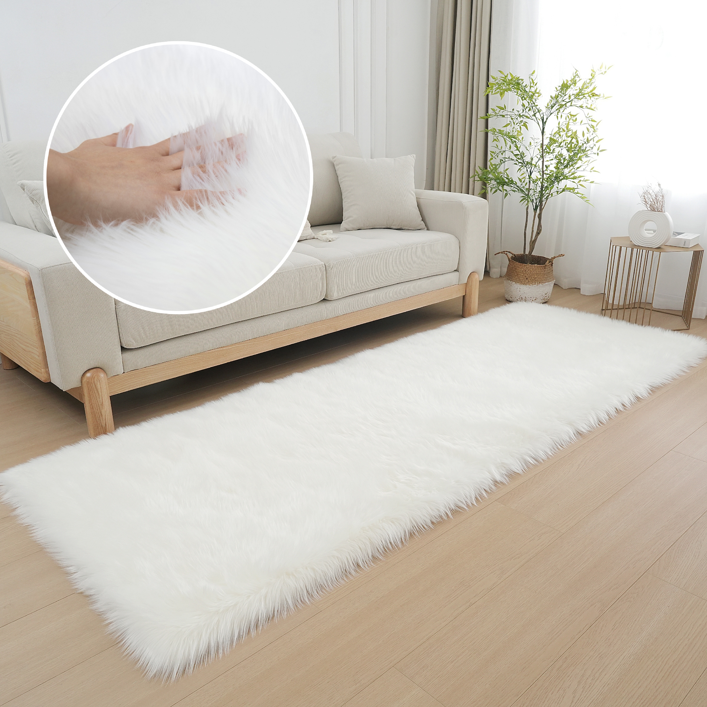 my home Tapis en fourrure »Dena, Hochflor Teppiche« Rectangulaire 60 mm Höhe Kunstfell, weich, Uni-Farben, Wohnzimmer, Schlafzimmer, Esszimmer