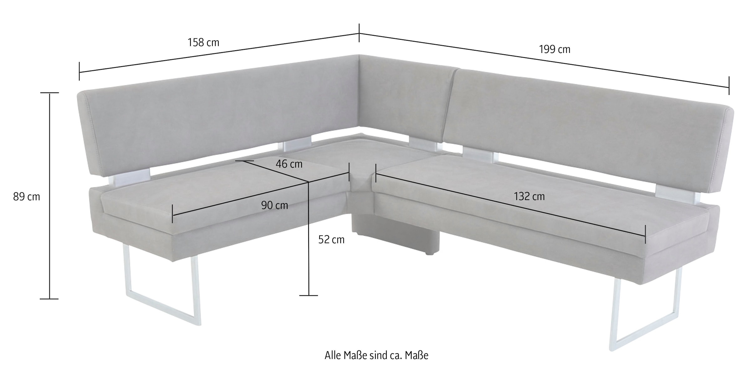 K+W Komfort & Wohnen Banc d'angle jambe longue à gauche ou à droite, avec entretoise décorative