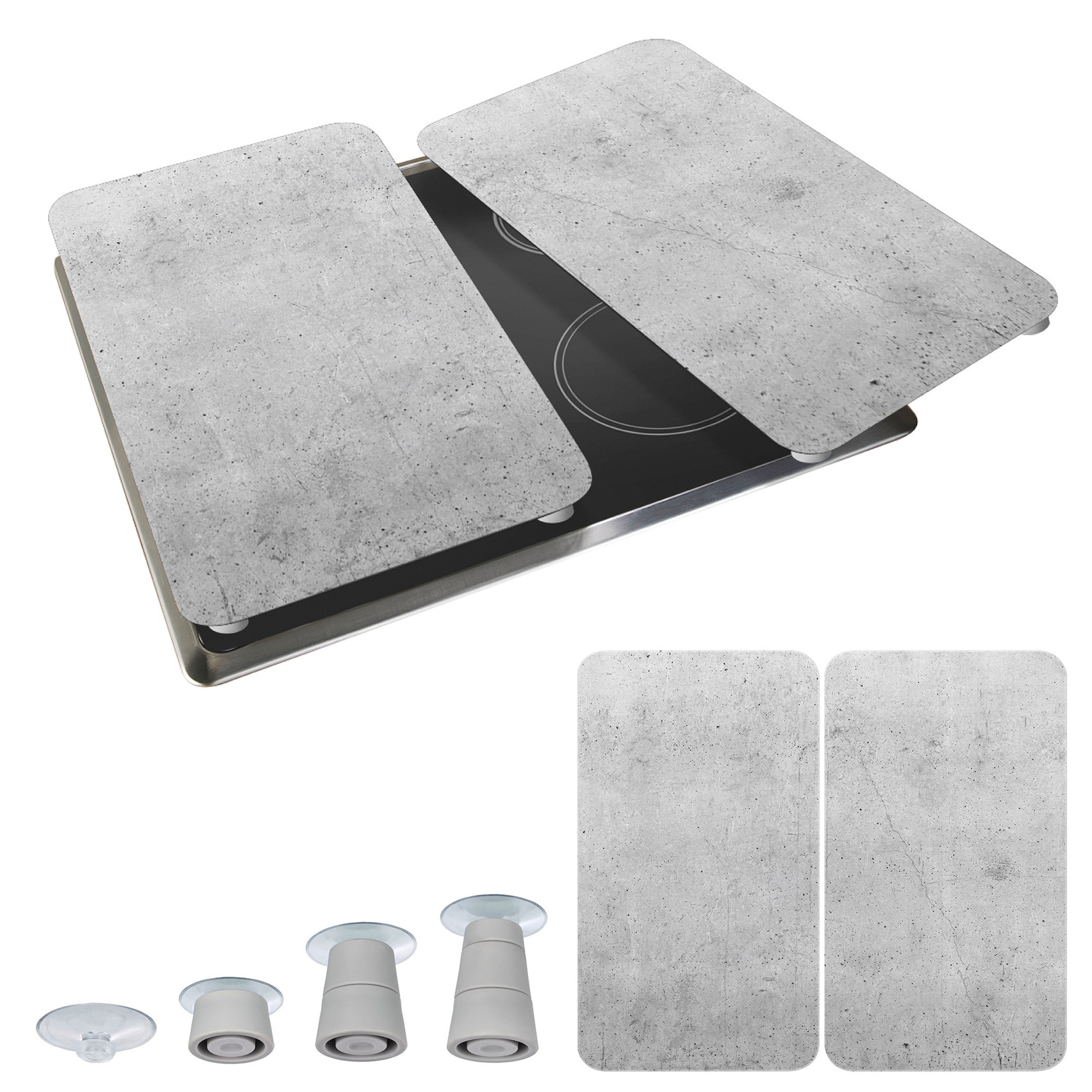 WENKO Plaque de recouvrement de la cuisinière »Universal Modell Beton« Herdabdeckung für alle Herdarten, kratzfest, mit rutschfesten Füssen