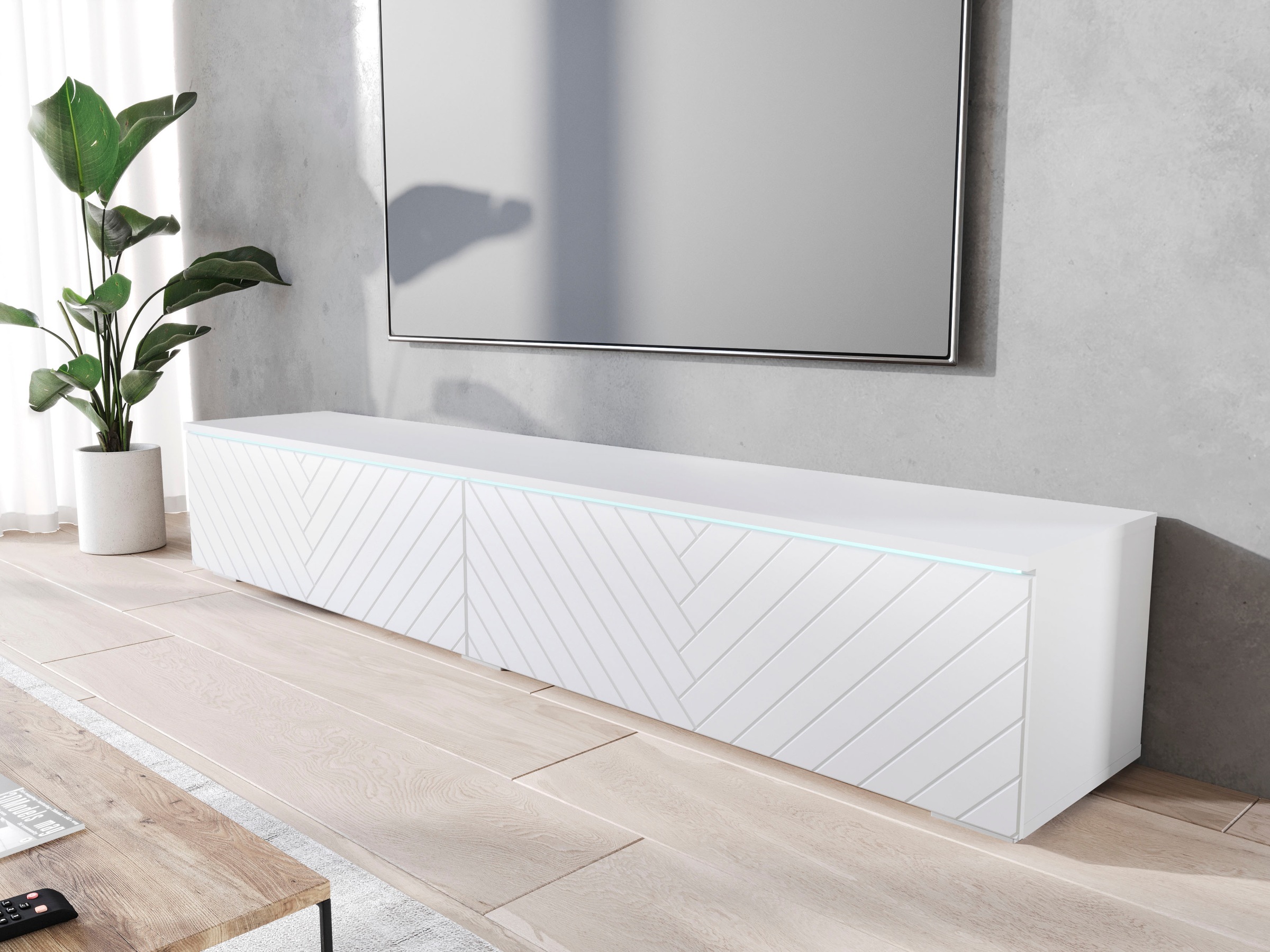 Home affaire Lowboard »Vera, wahlweise mit oder ohne Beleuchtung« gefräste MDF Front mit 3D Effekt, stehend und hängend montierbar