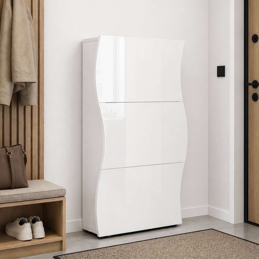 GOODproduct Armoire à chaussures »Luxor 3, Schuhklapper, Schuhkommode, Höhe 121 cm« UV-lackiert, Hochglanz, grifflos, 3-Klappen
