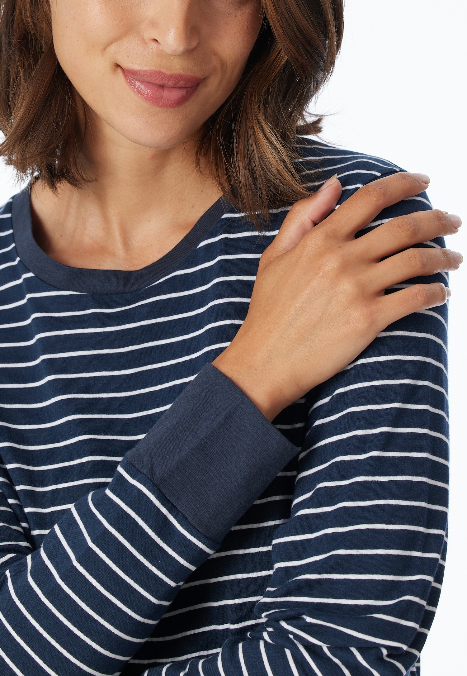 uncover by SCHIESSER Schlafanzug »Uncover Nightwear« 2 tlg. Rundhalsausschnitt, Pure Cotton, Streifen, Single Jersey, Langarm