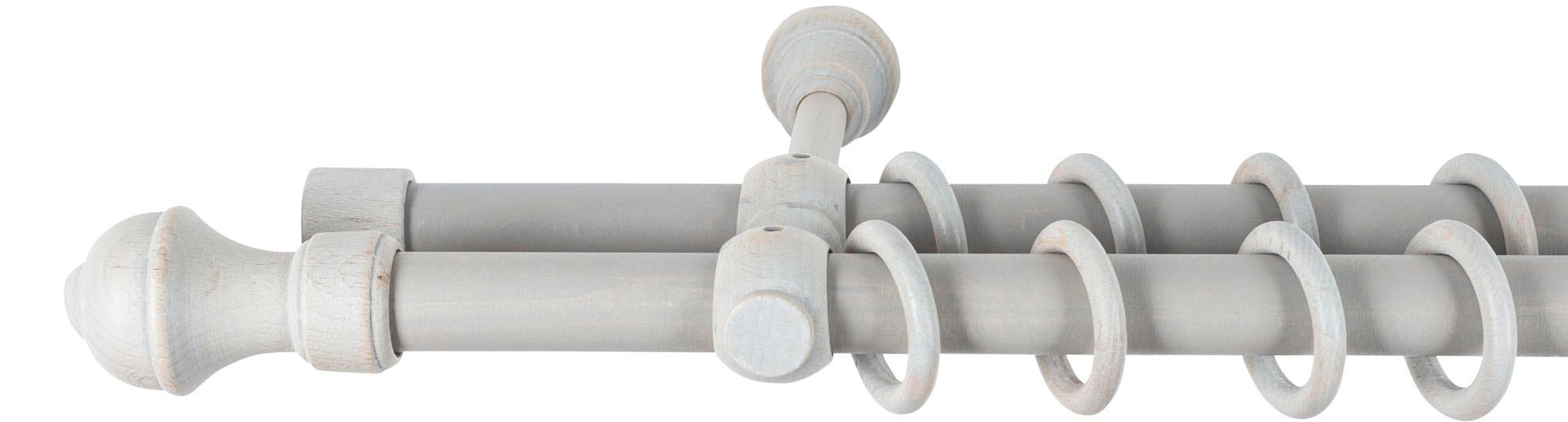 SN DECO GROUP Gardinenstange »Ares« 2 läufig-läufig Fixmass 28 mm, Holz, verschiedene Längen und Farben, Komplettset
