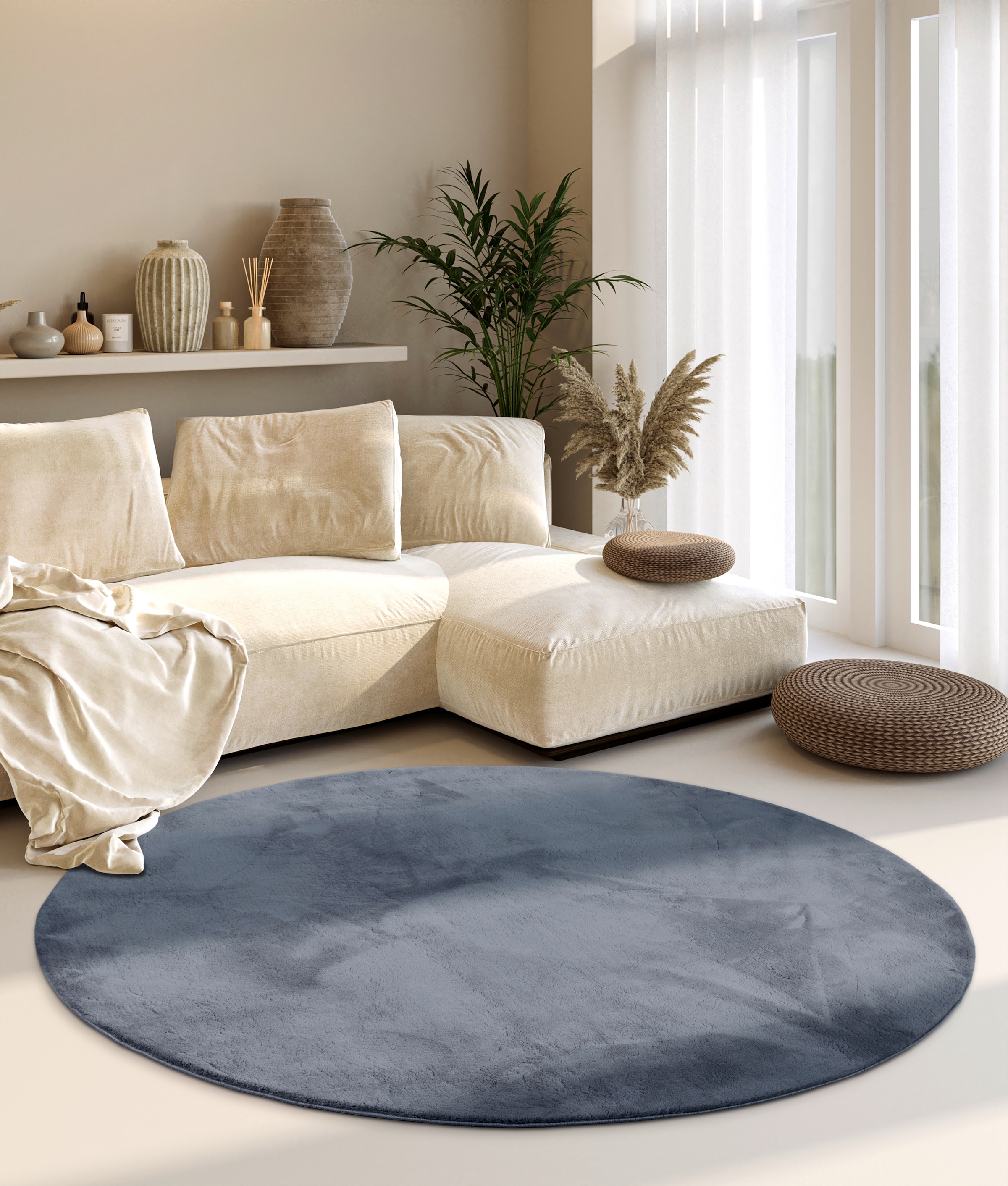 Villeroy & Boch Teppich »Leon« rund 15 mm Höhe Langflor, Shaggy, einfarbig, flauschig, weich, glänzend, modern, uni