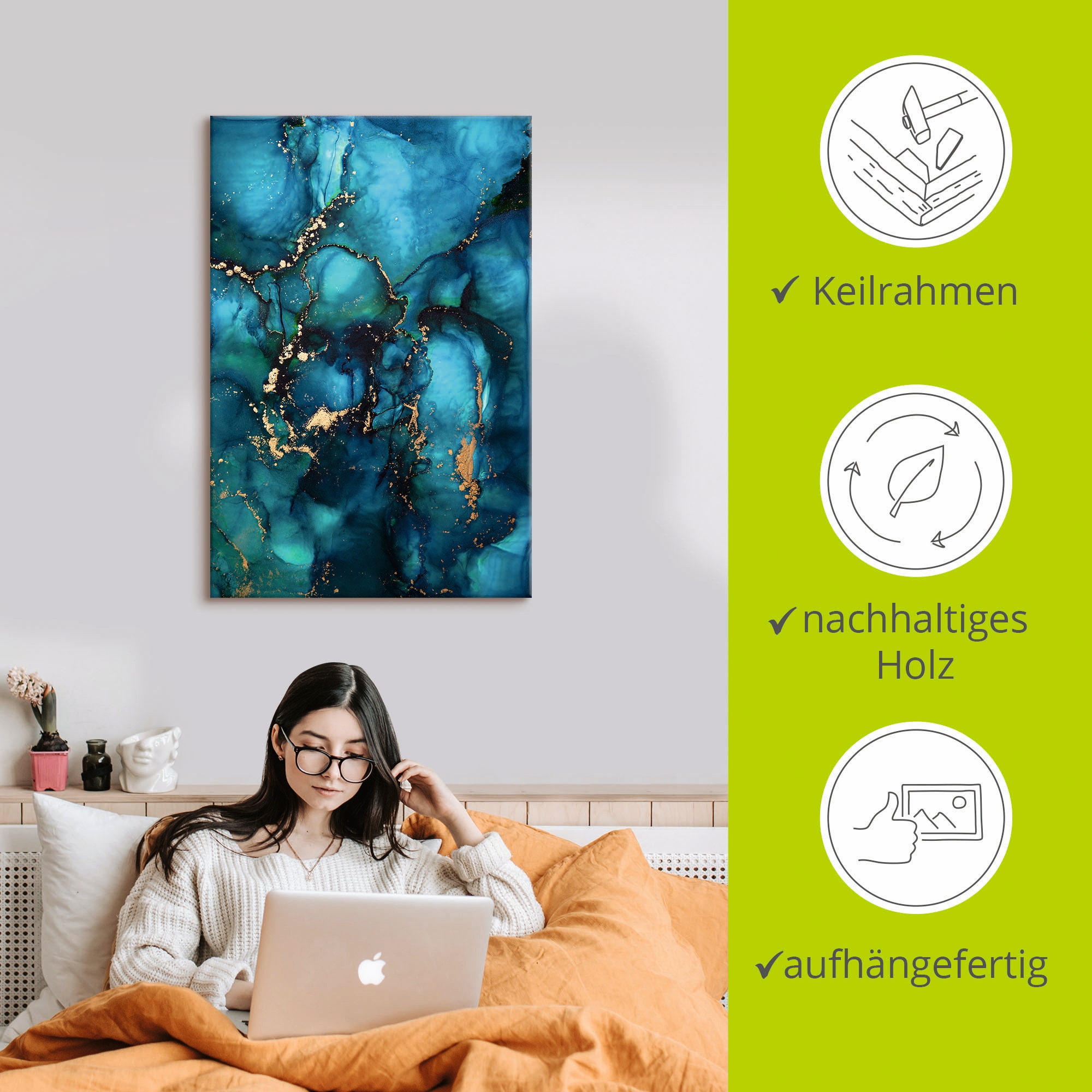 Artland Tableau sur toile »Lagune« 1 cuis tlg. auf Holzrahmen gespannt