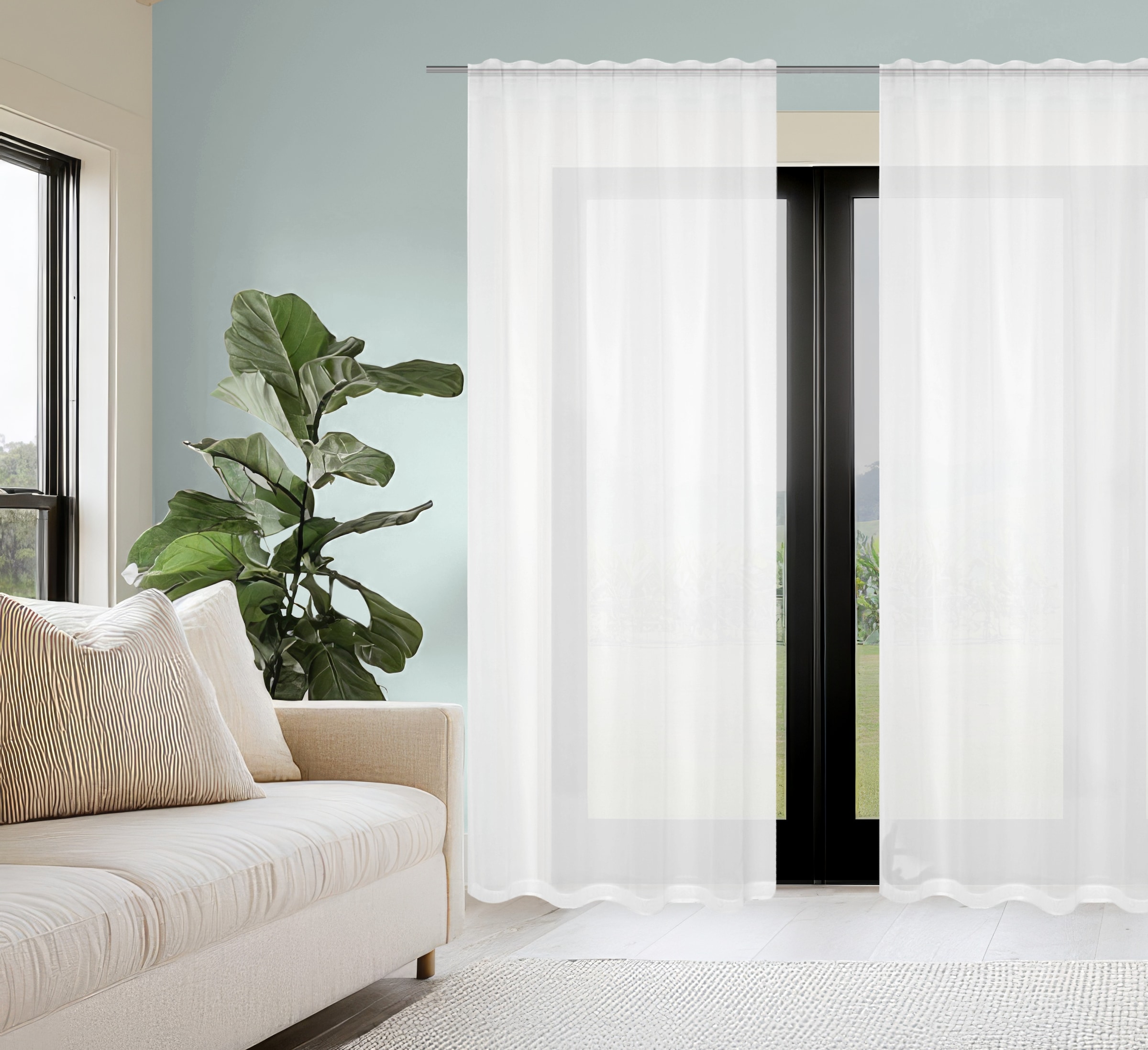 HOME WOHNIDEEN Rideau »DOLLY« Bande multifonctionnelle 2 cuis tlg. transparent