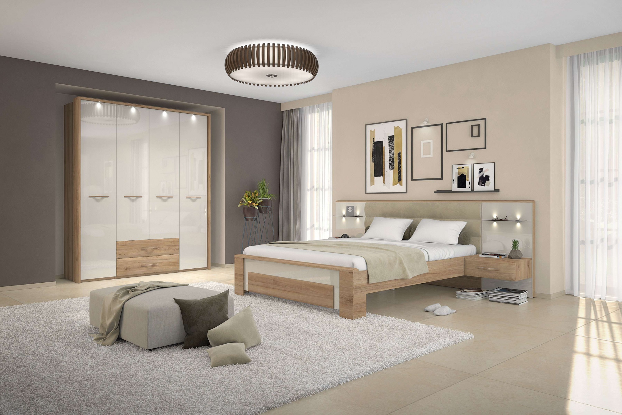 GOODproduct Sommier »Gala, 160 oder 180x200cm Liegefläche, FSC-zertifiziert« tiroirs de rangement et tables de nuit assortis disponibles en option,  tête de lit confortablement rembourrée, revêtue de velours
