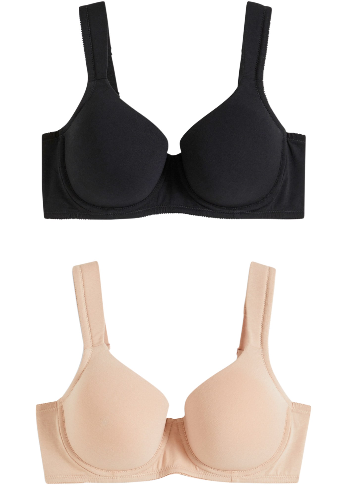 bonprix Soutiens-gorge moulés Paquet, 2 pièces avec larges bretelles rembourrées, avec armature, lot de 2