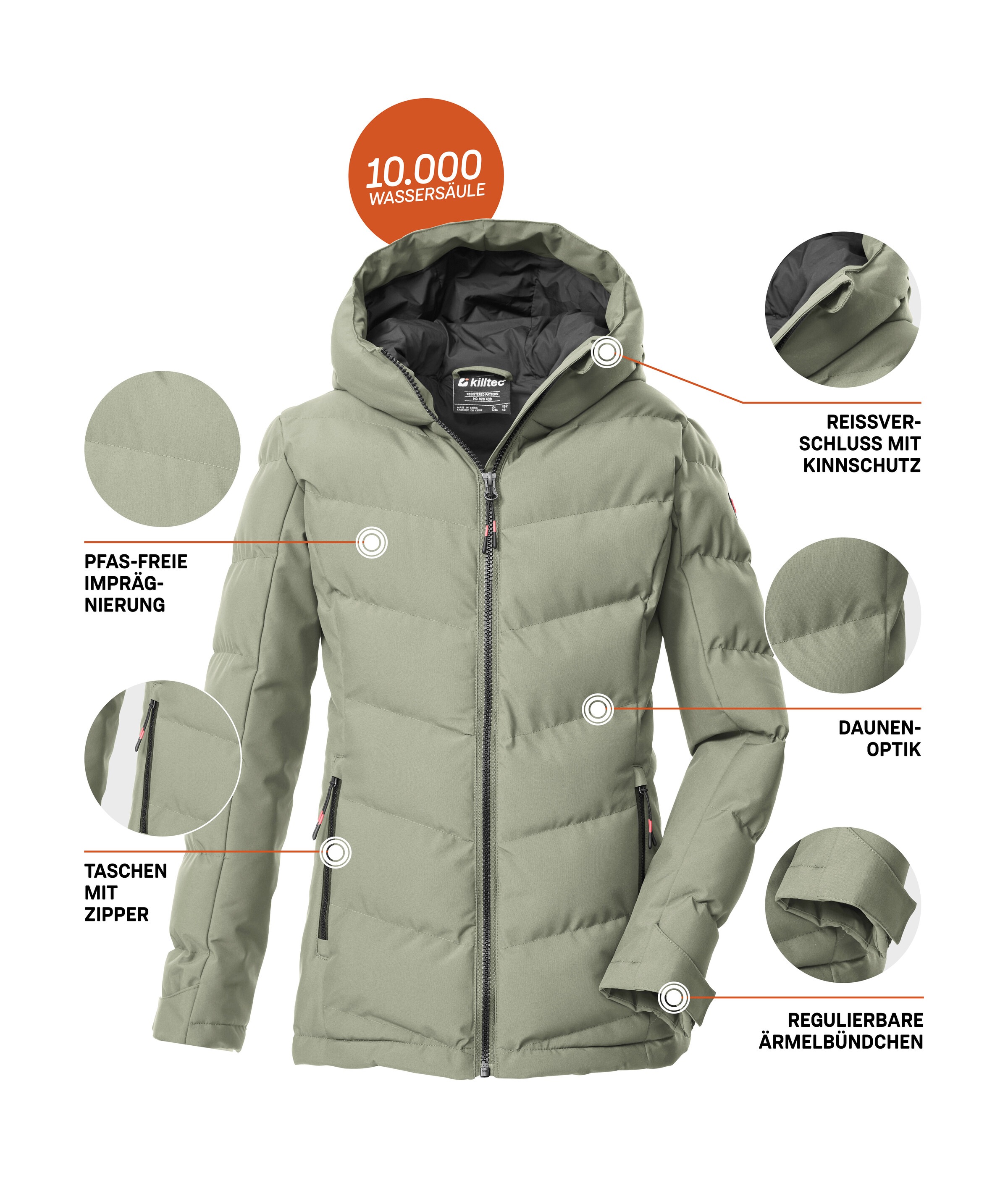 Killtec 1100000002199 »KOW 220 GRLS QLTD JCKT« Winddichte, wasserabweisende Kinderjacke mit verstellbaren Bündchen