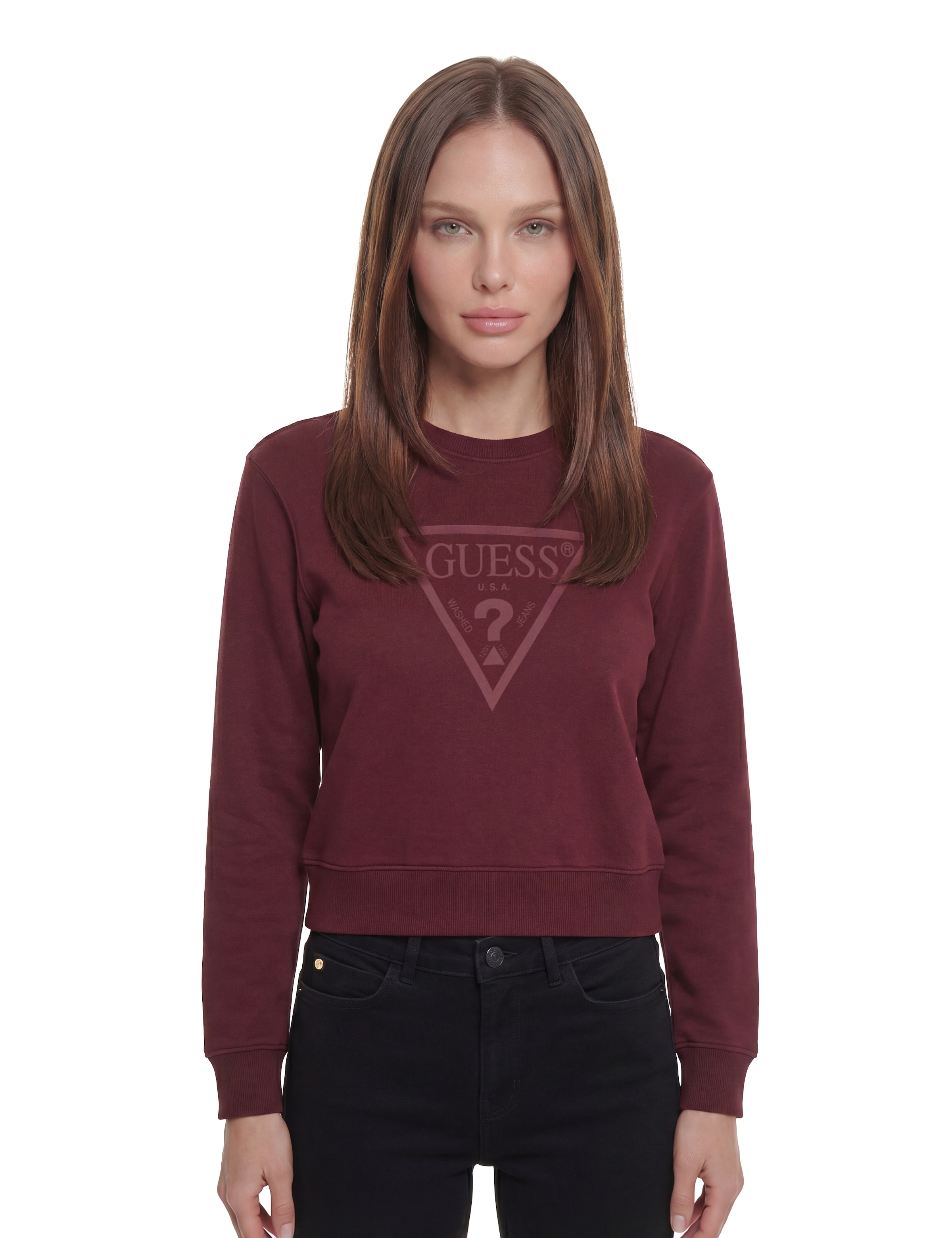 Guess Sweat-shirt »NEW CN BASIC TRIANGLE«, mit tonalem Logodruck, Baumwollmix
