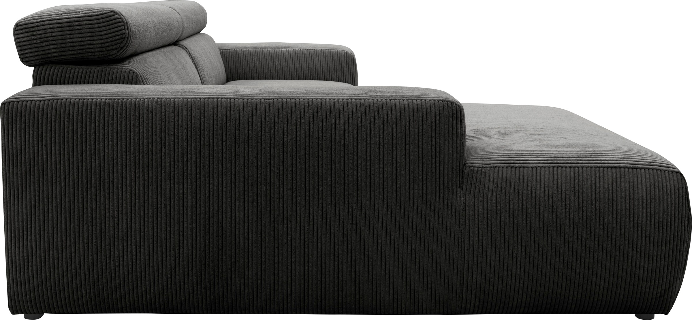 DOMO collection Ecksofa »BRANDON inkl. Kopfteilverstellung,  214x100x80 cm, L-Form« Cord, grau