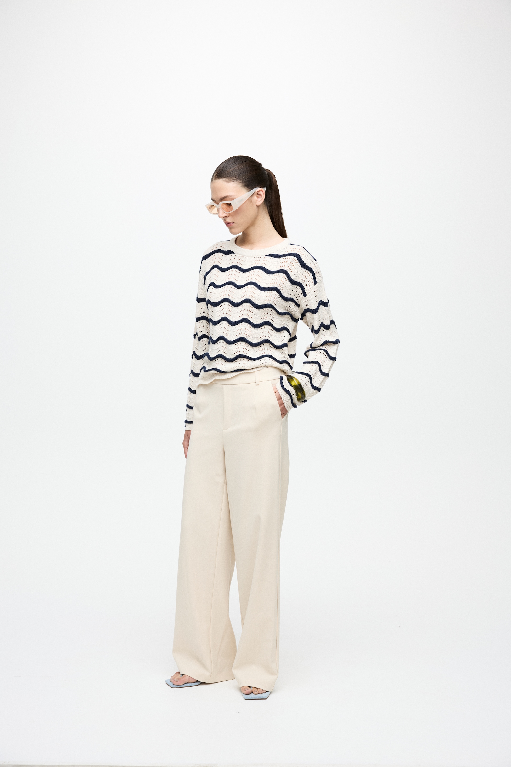 Vila Pull en tricot »VIWAVE O-NECK LS POINTELLE KNIT TOP-NOOS«