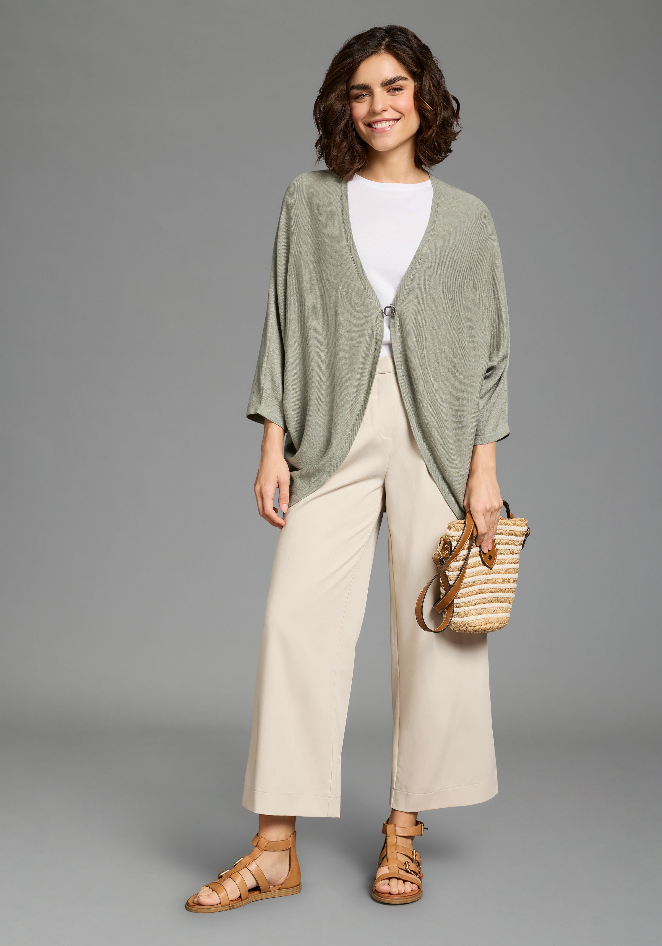 Laura Scott Veste en tricot oversized, mit Verschluss und 3/4 Ärmeln