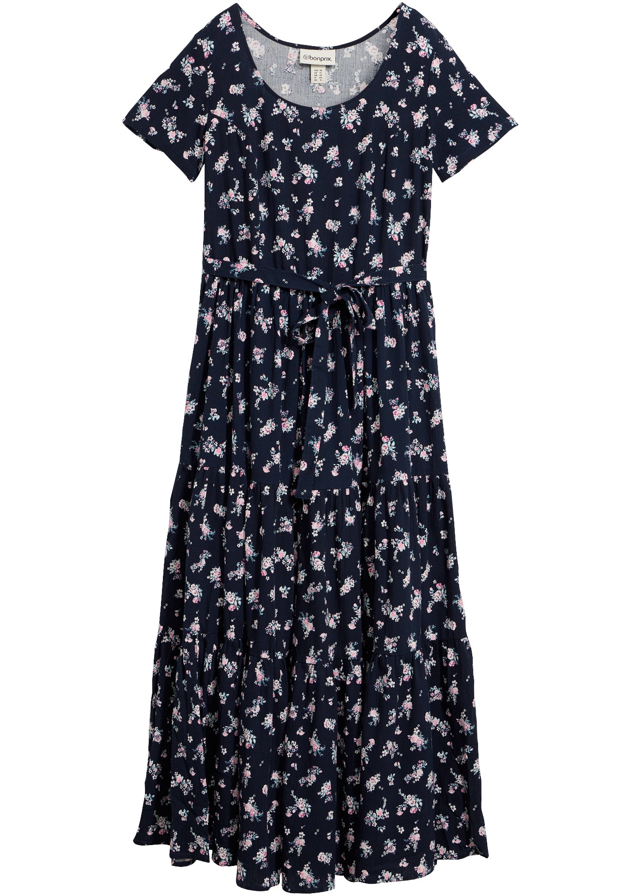 bonprix Maxi robe en coton pur, coupe loose fit, manches courtes, motif intégral