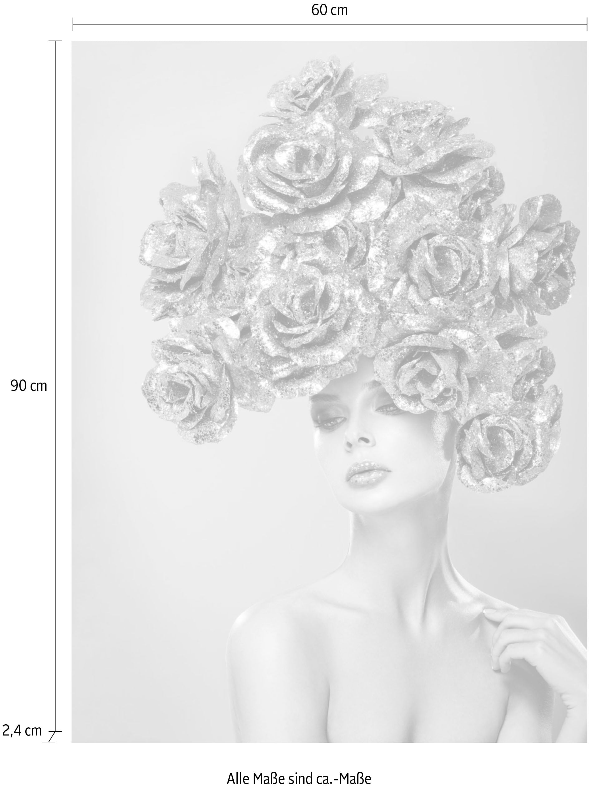 queence Tableau en verre acrylique »Frau mit Blumenhut« Fine Art-Print in Galeriequalität