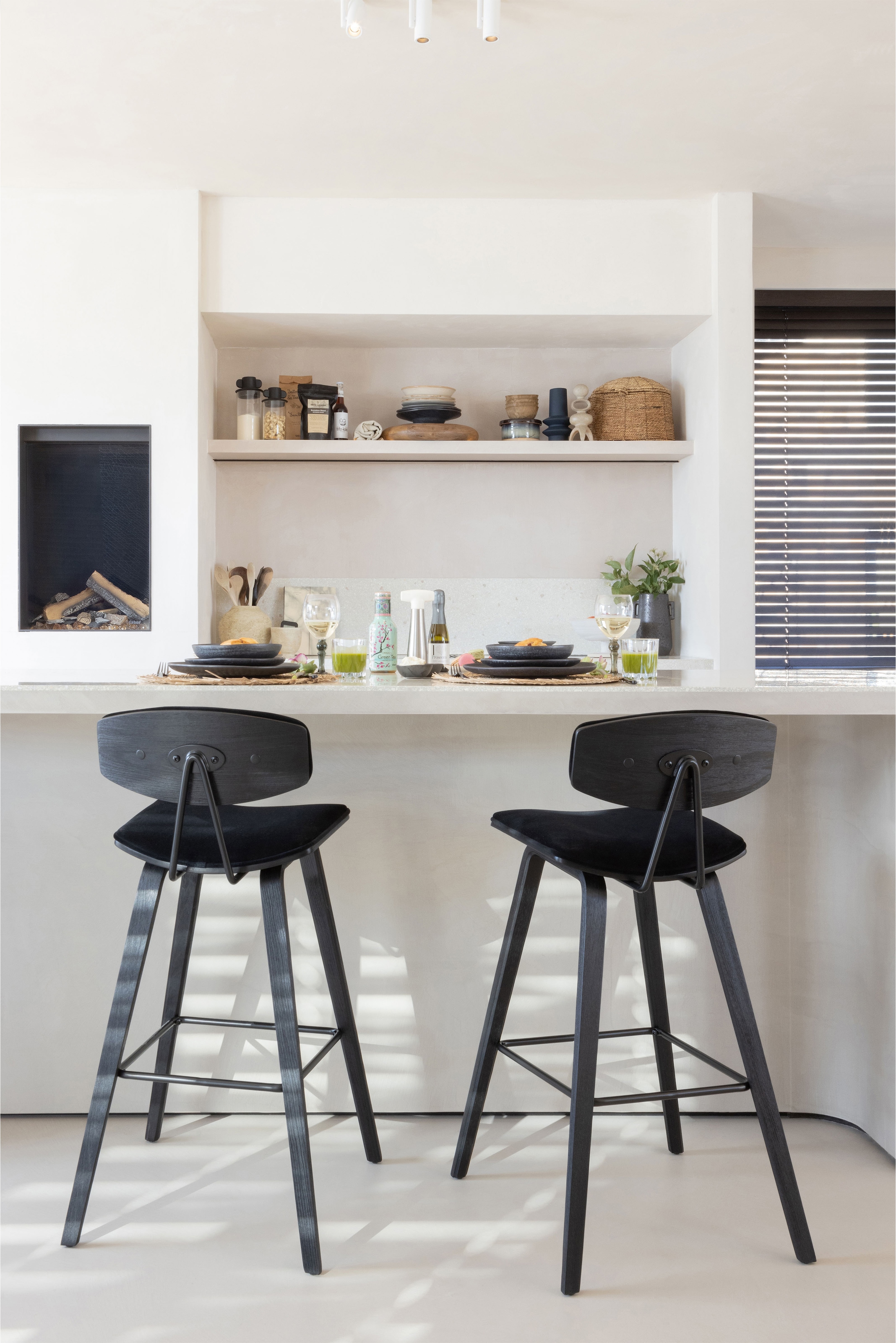 WOOOD Tabouret de bar »Senn« 2 cuis tlg. Assise en velours, H 94 cm x L 41 cm