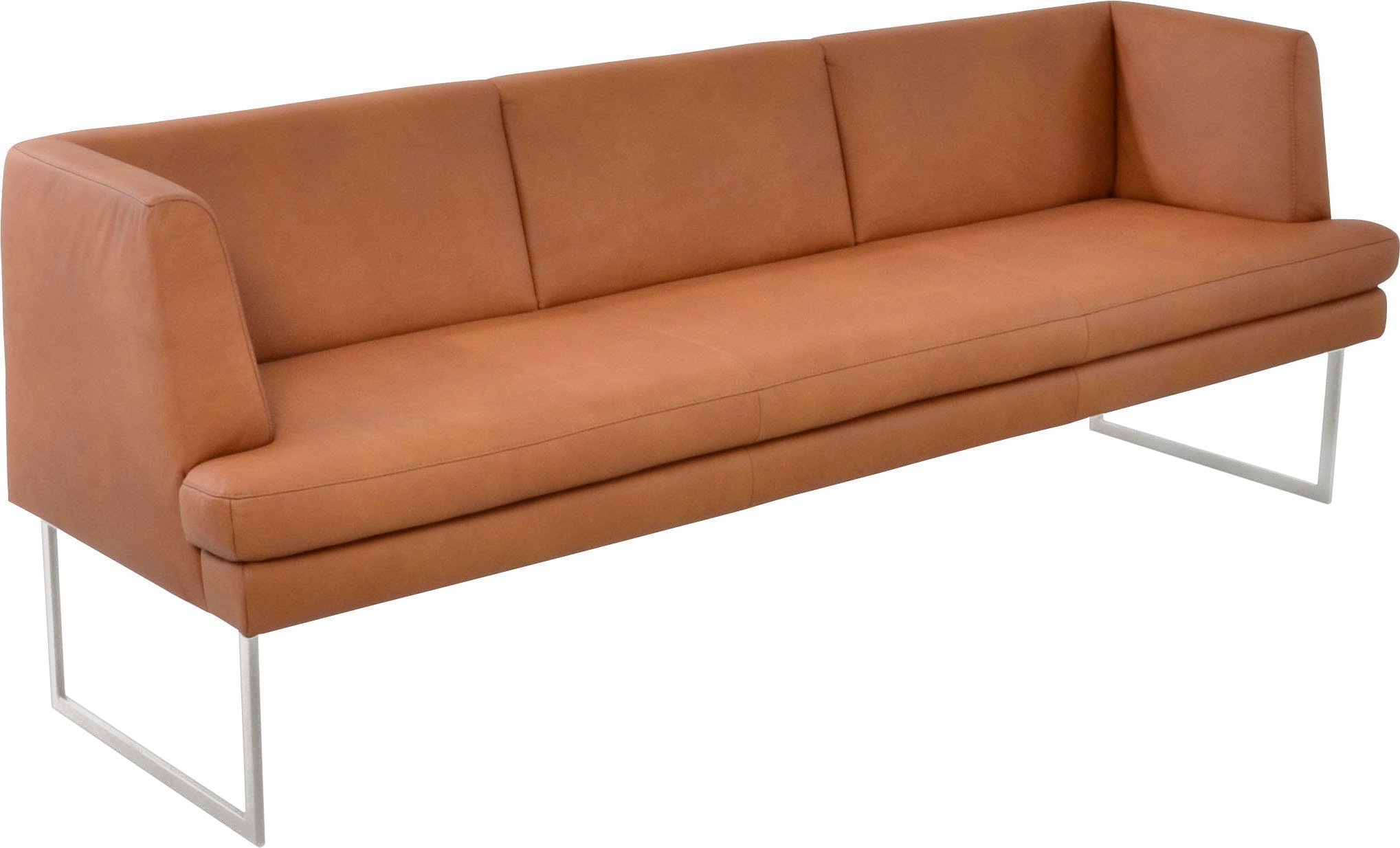 K+W Komfort & Wohnen Banc rembourré »Cube« aspect coussin martelé, 2 largeurs, patin vertical aspect inox