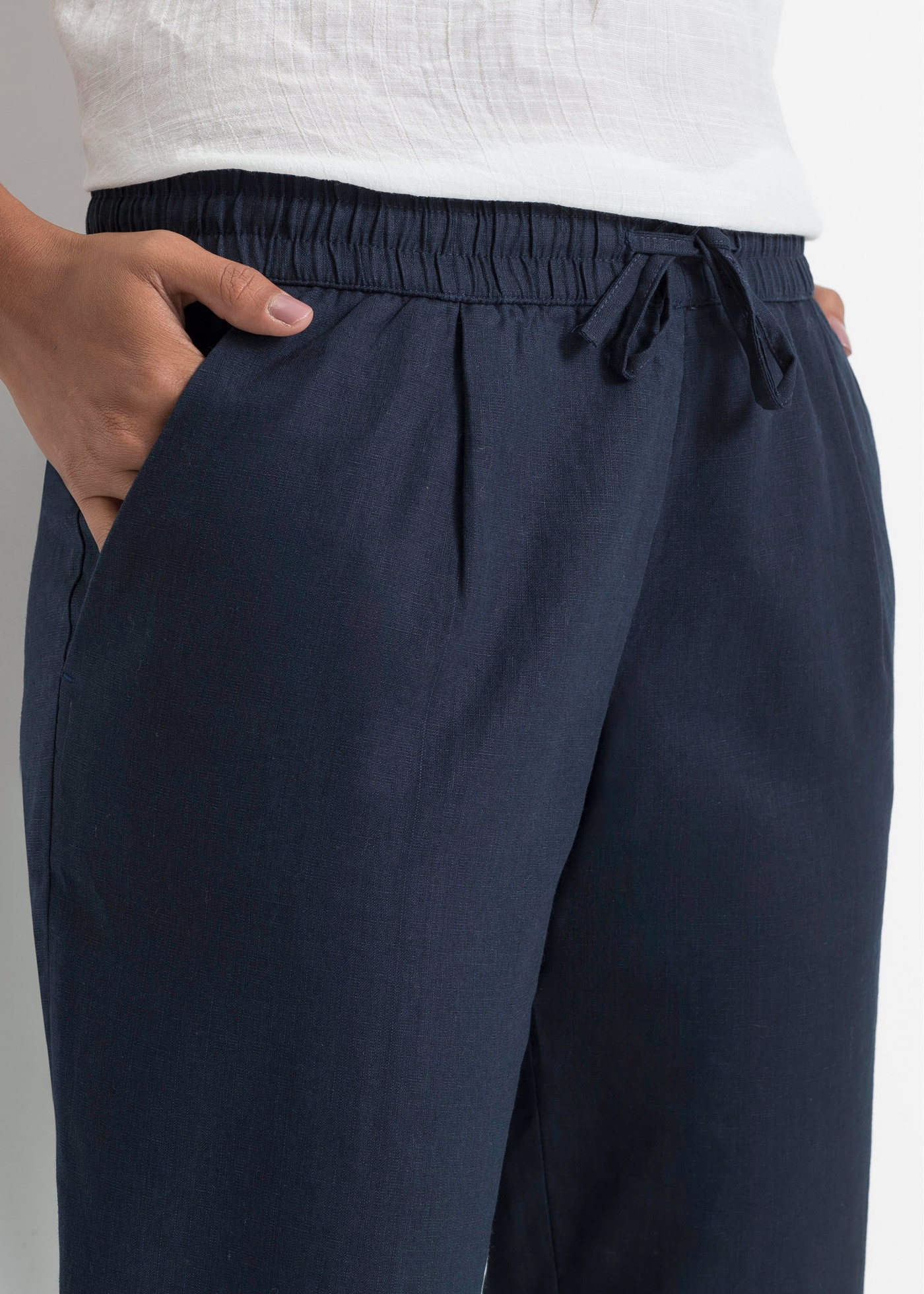 bonprix Leinenhose  aus Leinen und Lyocell, mit Elastik-Bündchen, Regular Fit