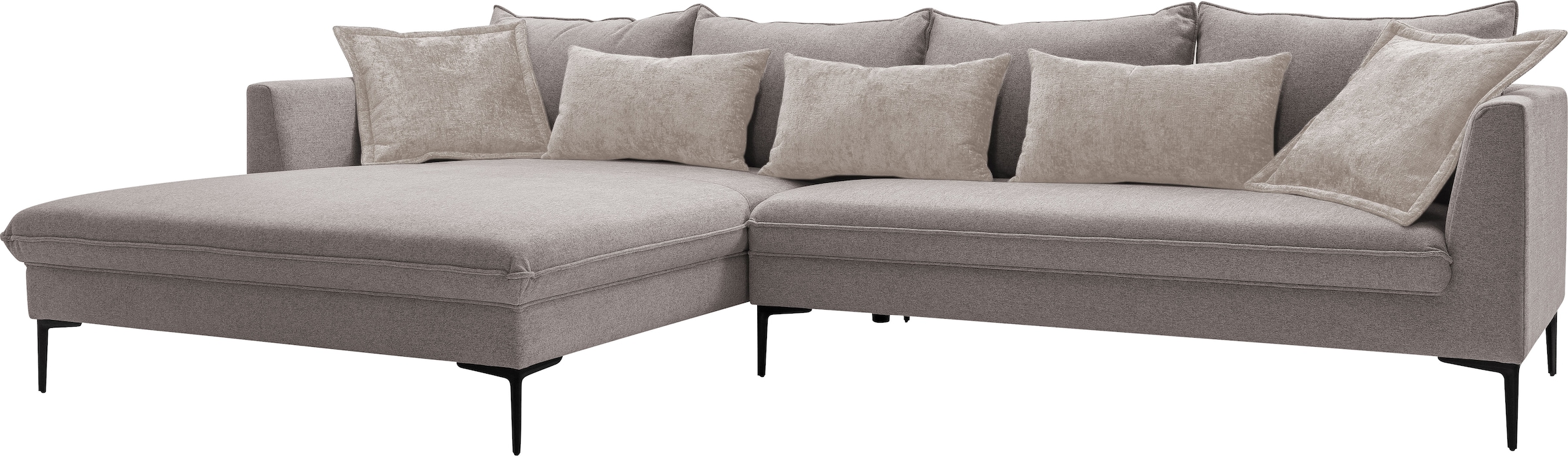 exxpo - sofa fashion Canapé d'angle »Piazza, elegant und edel, Designsofa mit tollem Sitzkomfort,« Longchair Ecke in hochwertiger Verarbeitung, Stellmasse 321x187 cm