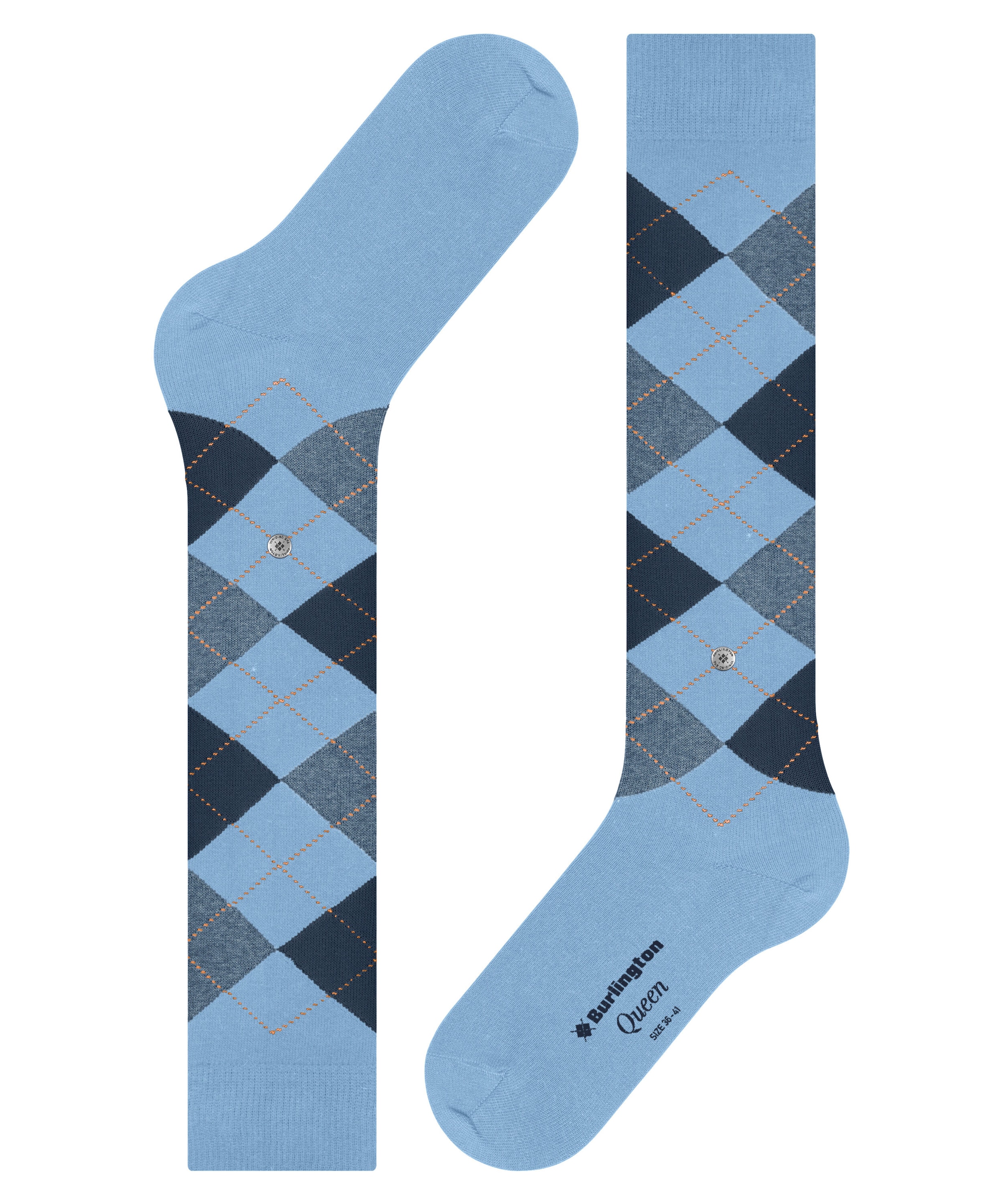 Burlington Mi-bas »Queen« taille unique 36-41, motif argyle, coton peigné