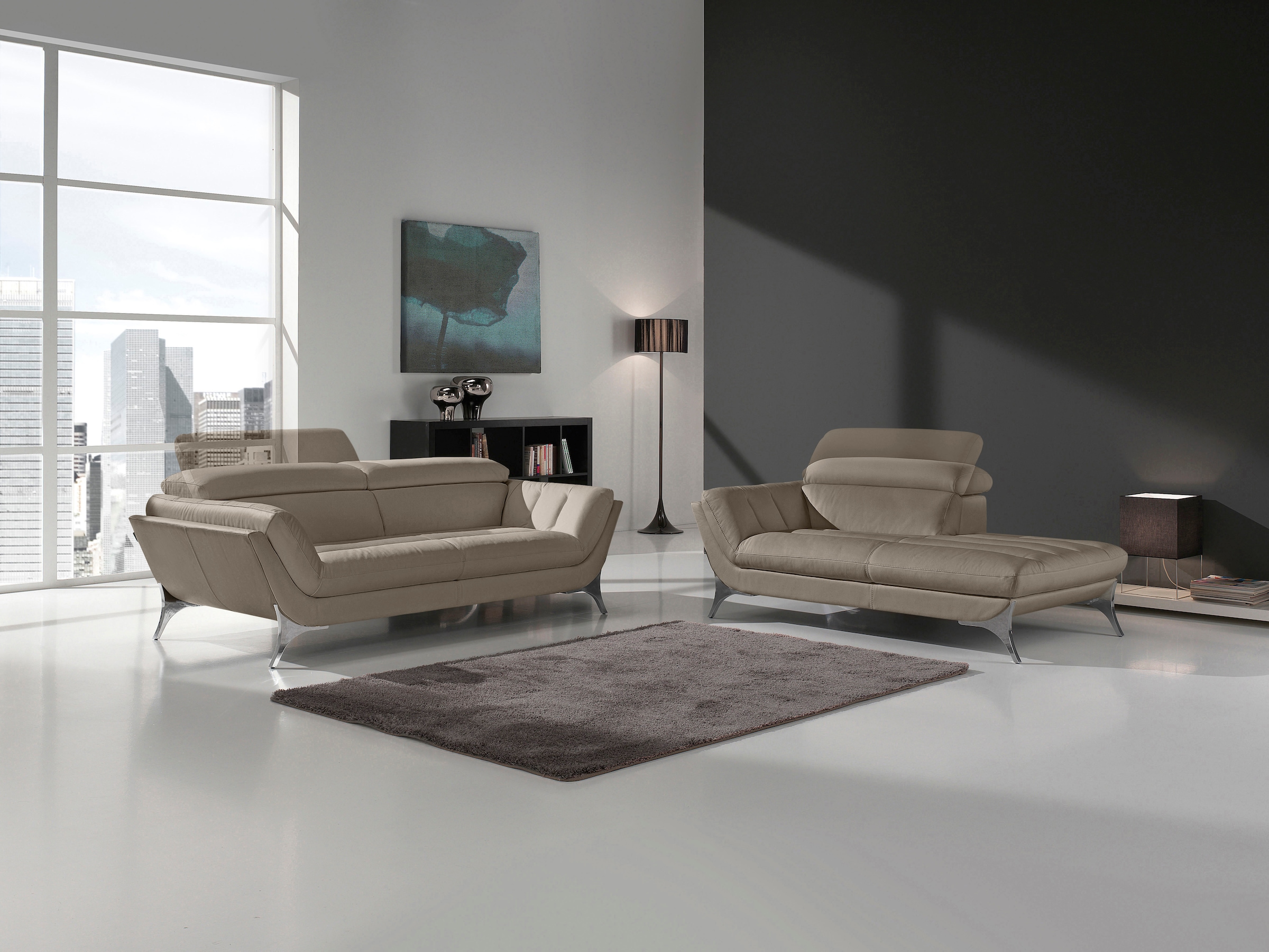 Egoitaliano 2,5-places »Sueli, extravagantes Design und erstklassiger Sitzkomfort,« Bezug Leder, inklusive Kopfteilverstellung