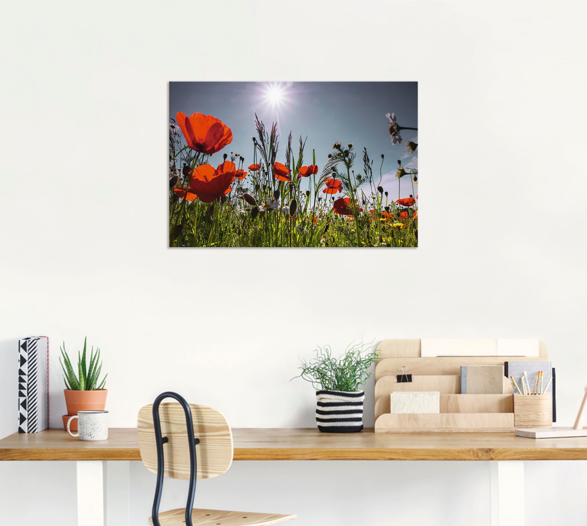 Artland Alu-Dibond-Druck »Mohnblumenwiese« Blumenwiese 1 Stk. tlg. für Innen- und Aussenbereich geeignet, Outdoorbild