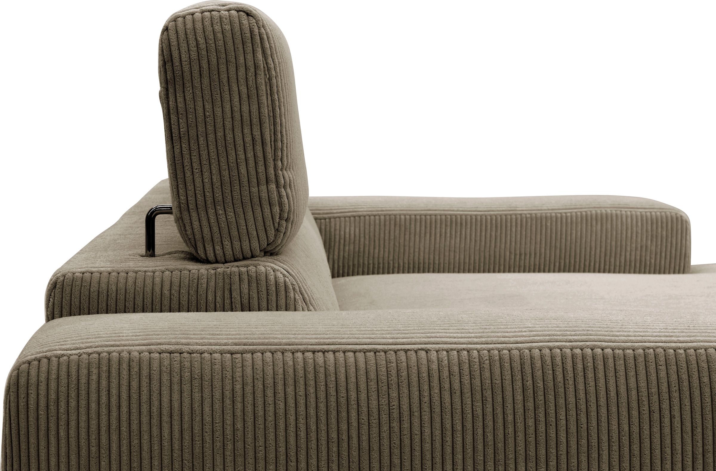 DOMO collection Ecksofa »Brandon, inkl. Kopfteilverstellung, B/T/H:  214/100/80 cm, L-Form« Cord, schlamm