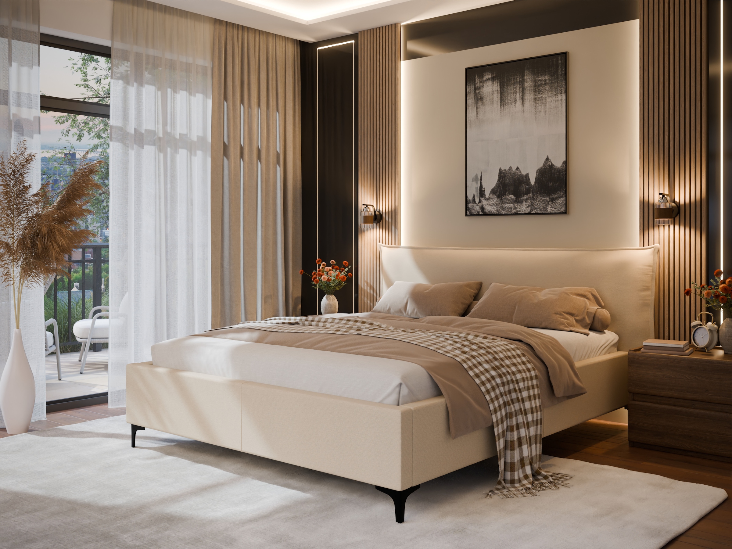 FORTE Lit rembourré »Helsingborg« incl. sommier à lattes, disponible en plusieurs couleurs