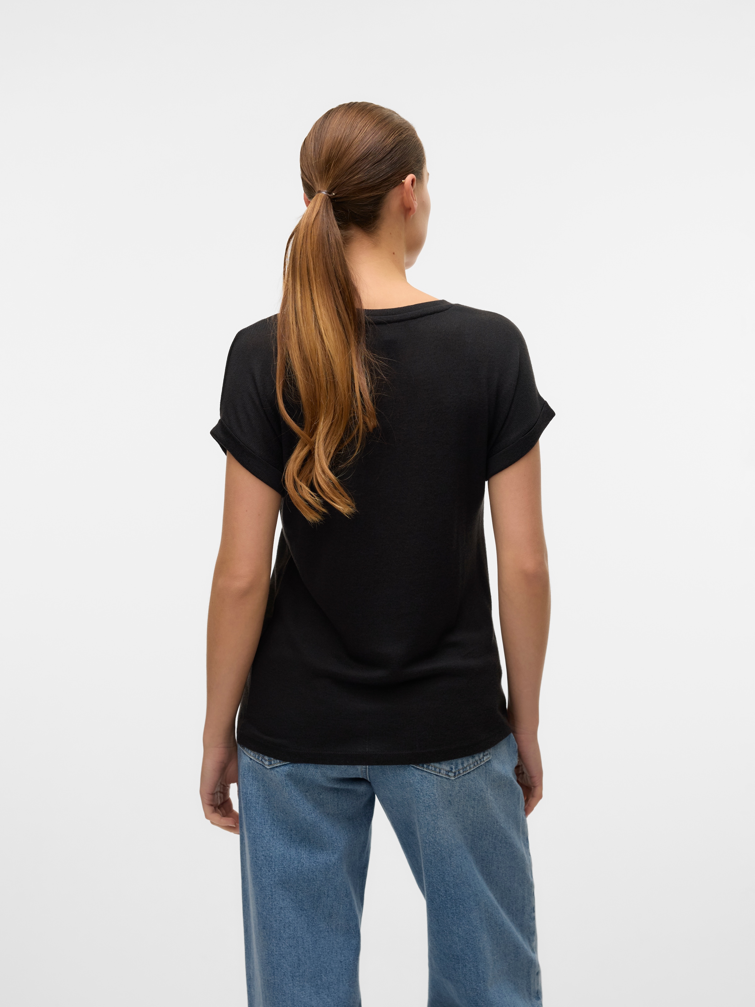 Vero Moda Kurzarmpullover »VMBRIANNA SS O-NECK PULLOVER BOO  REP« mit überschnittenen Schultern mit Umschlagsaum