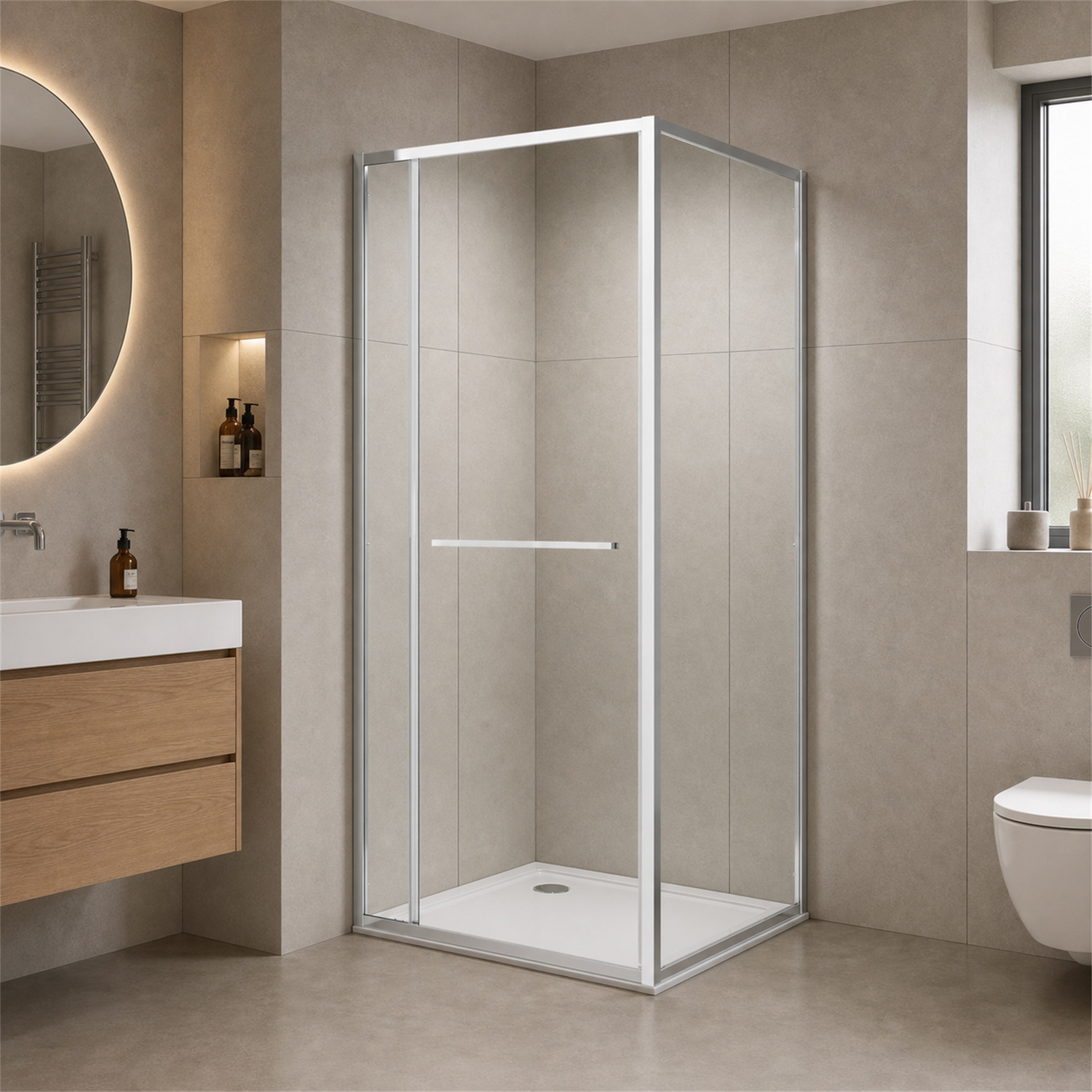 GOODproduct Douche d'angle »Vinci« porte battante pour largeur d'entrée maximale, système à double roulettes